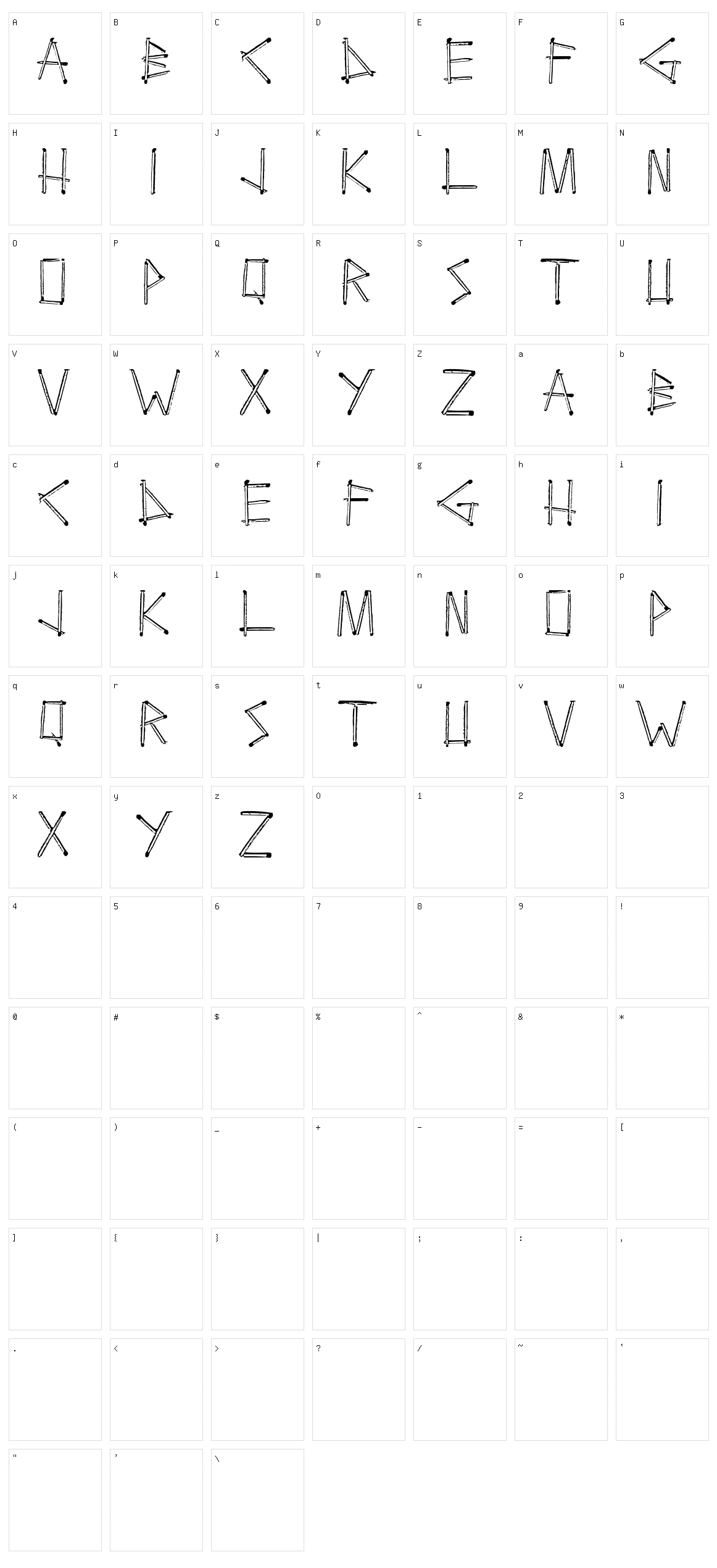 Boutefeu Character Set