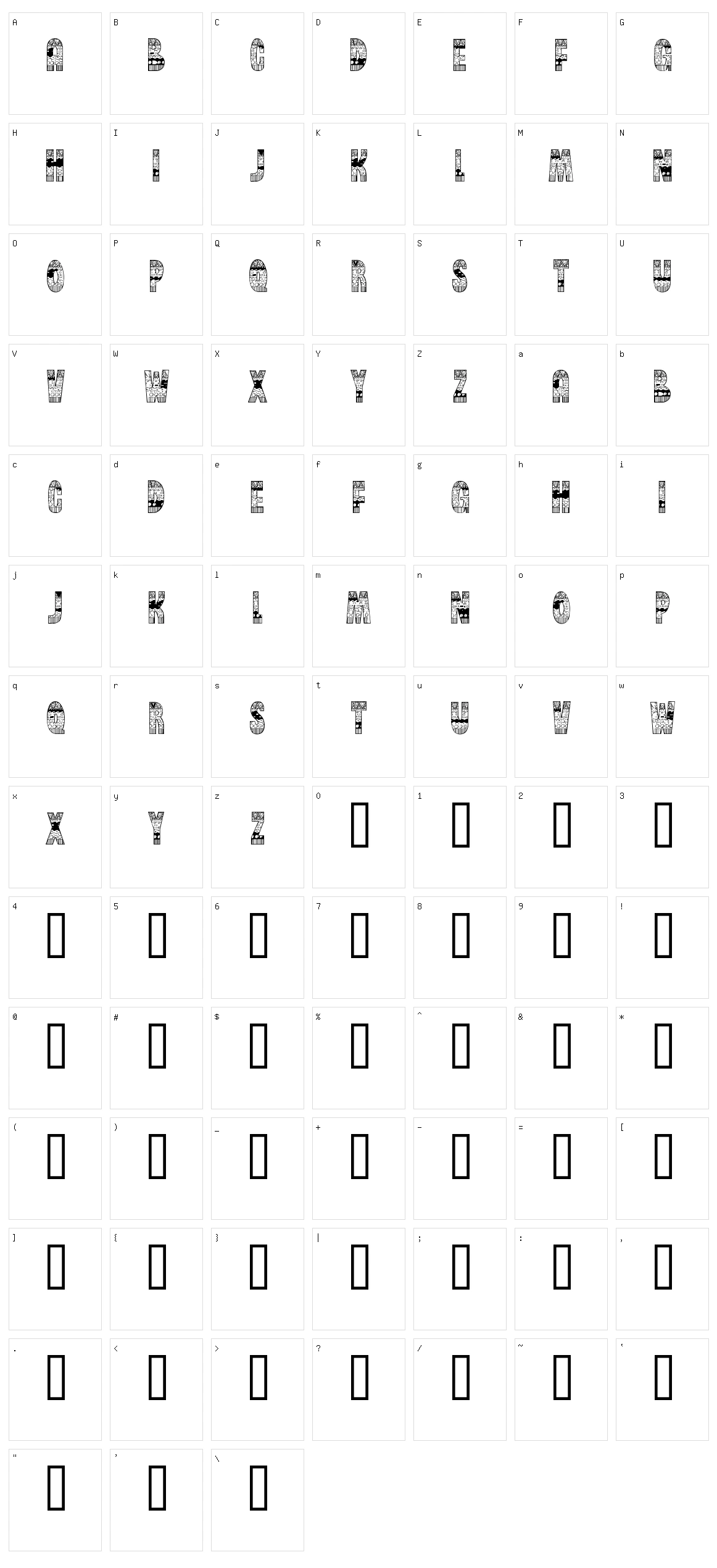 Brinetext Pattern Character Set