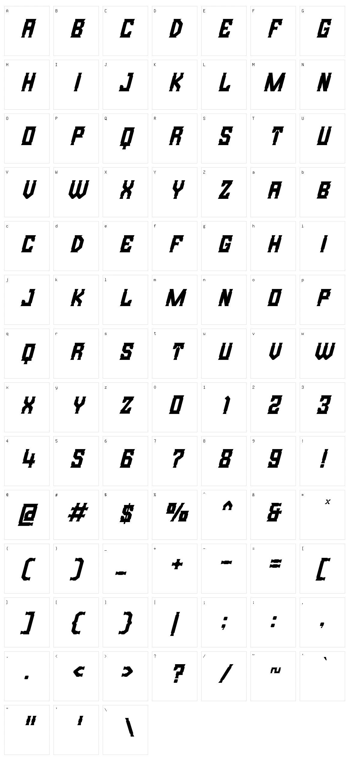 Bristle Creek Character Set