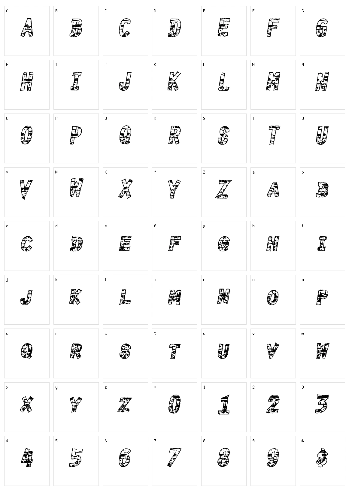 Burn Time Character Set