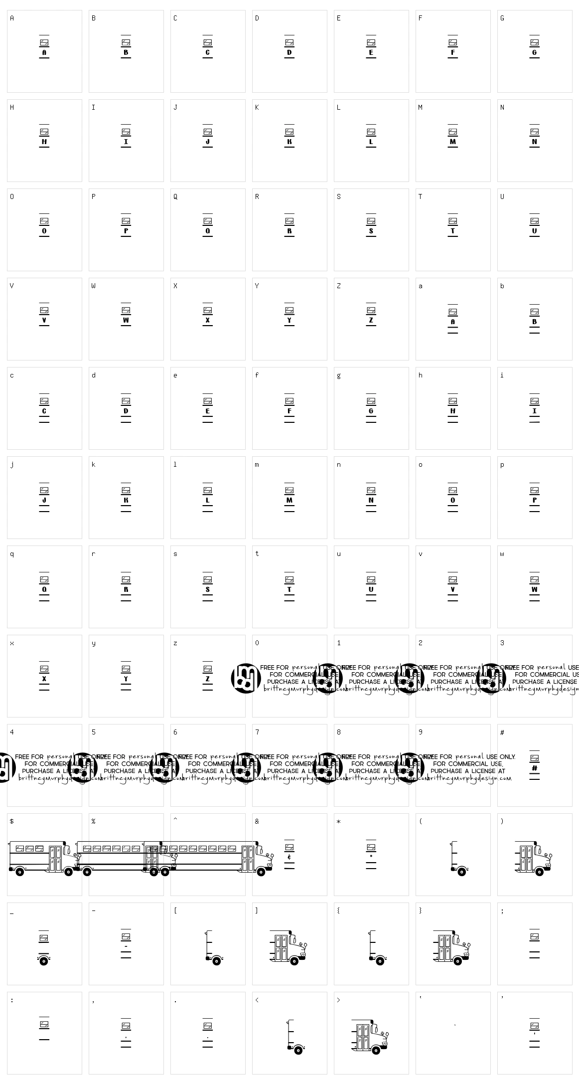 Bus Words Character Set