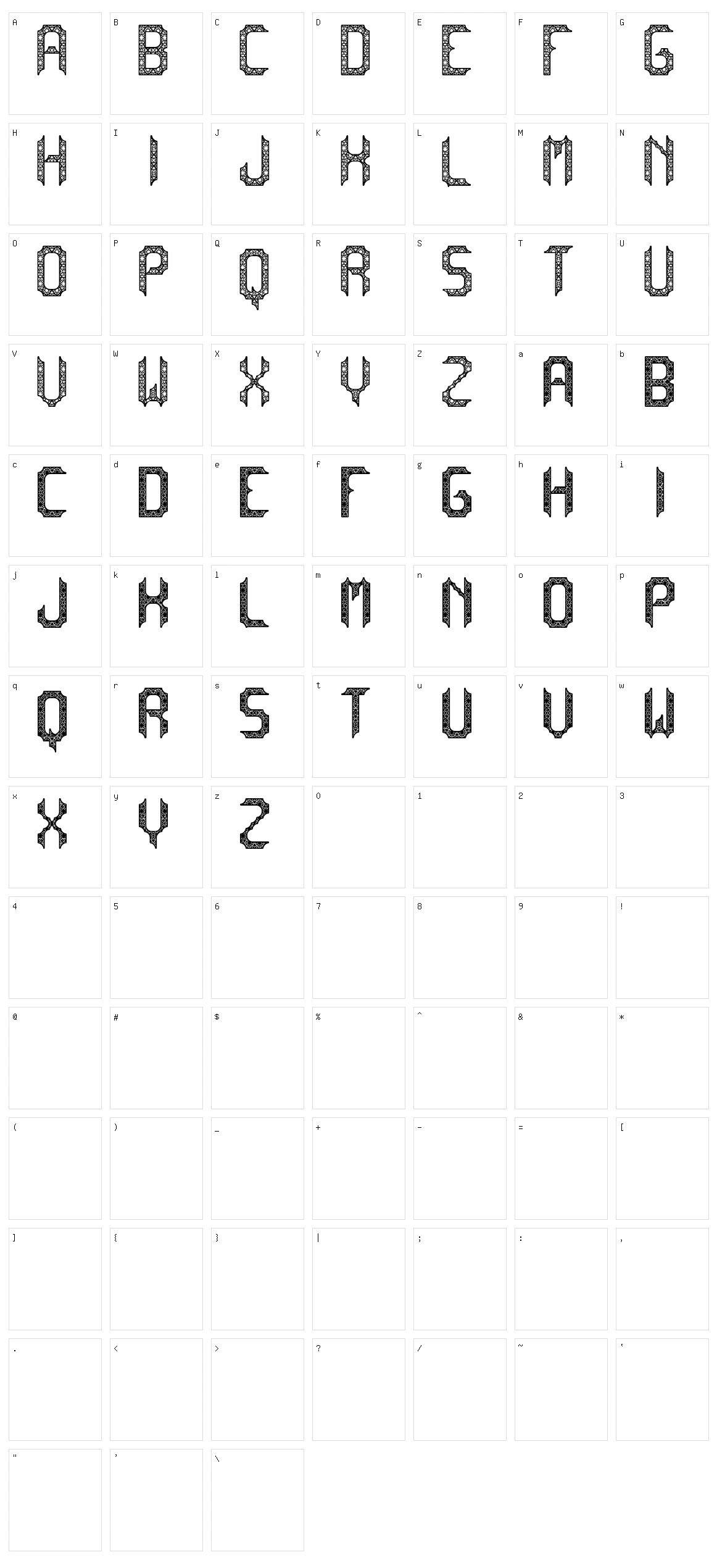 Cadabra Debilex Character Set