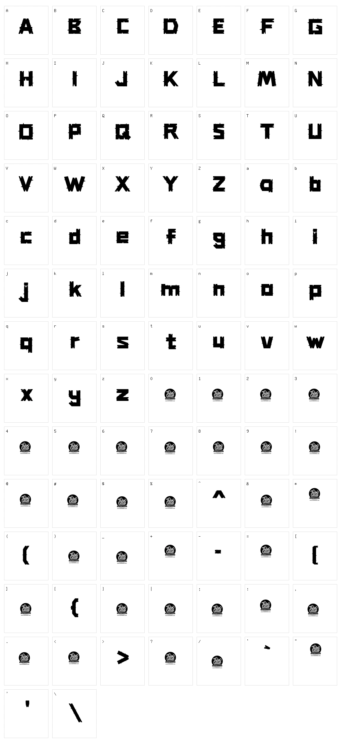 Cagtus Character Set