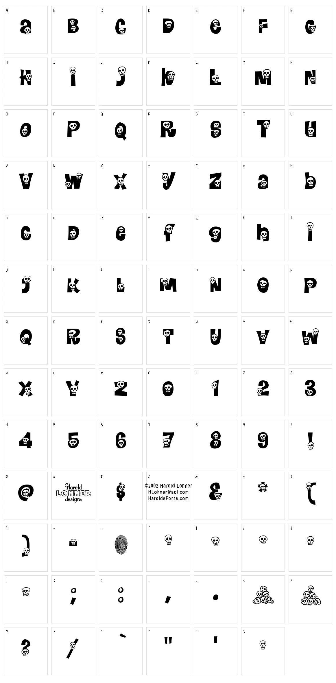 Calaveras Character Set