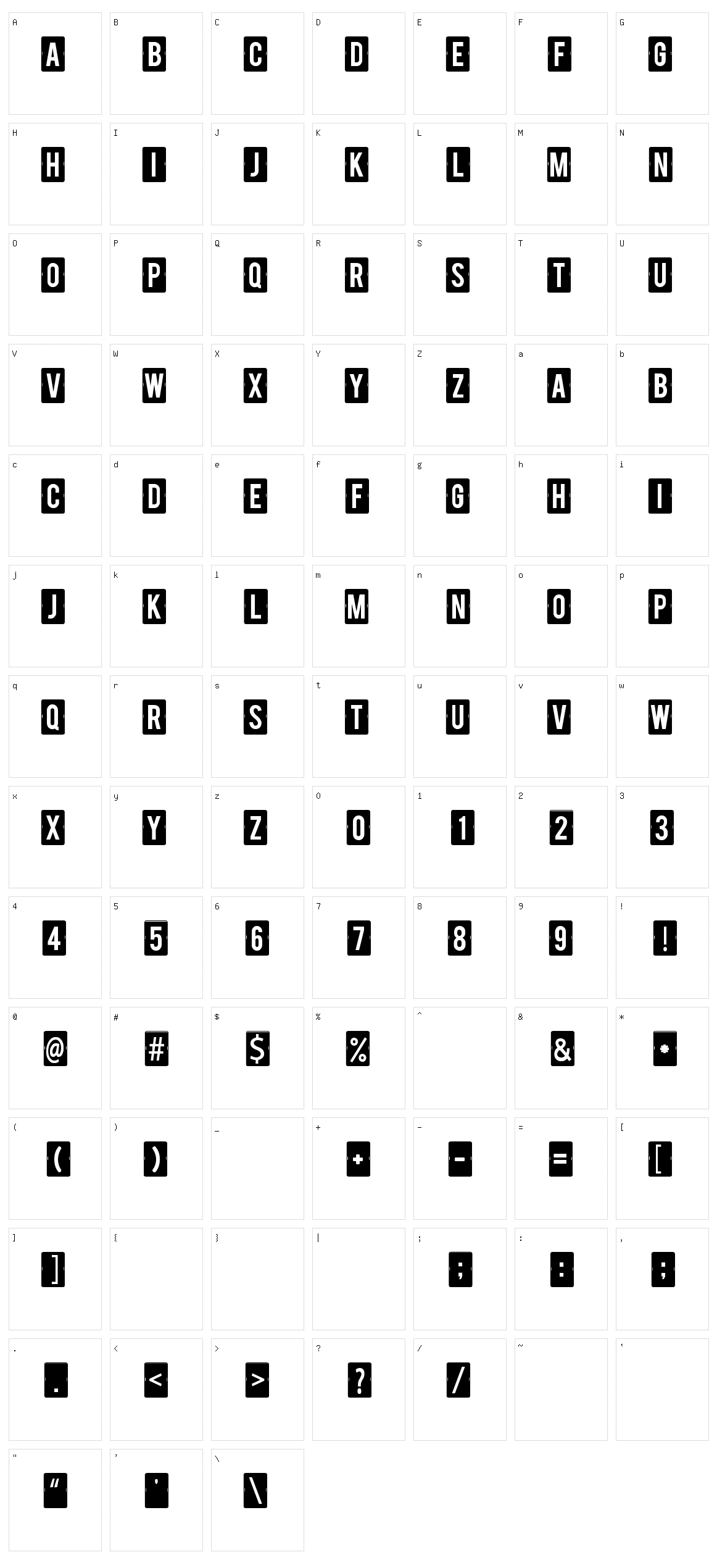 Calendar Note TFB Character Set