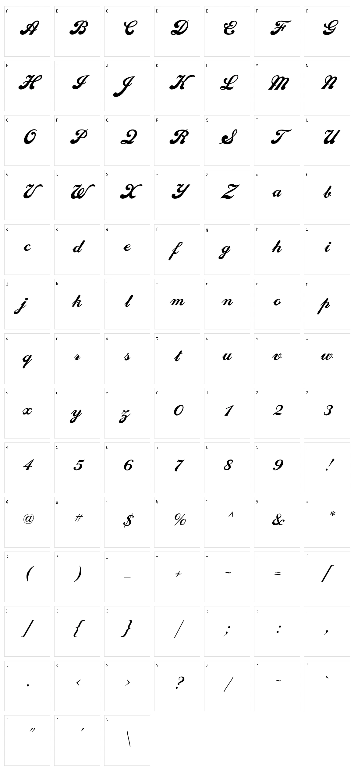 Sedona Script FLF Character Set