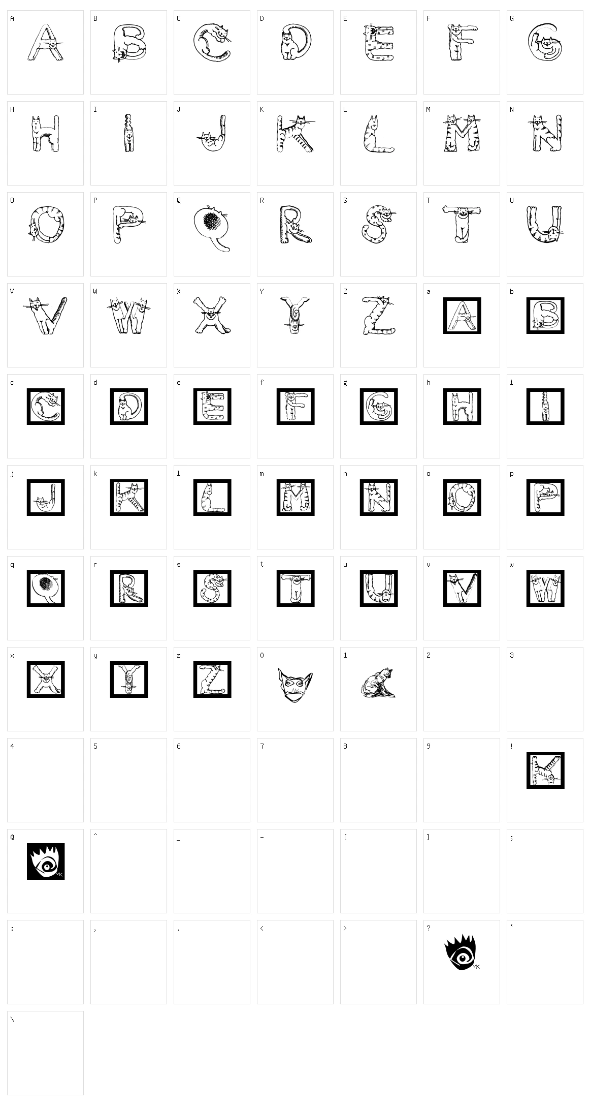 Cats Alphabet Character Set