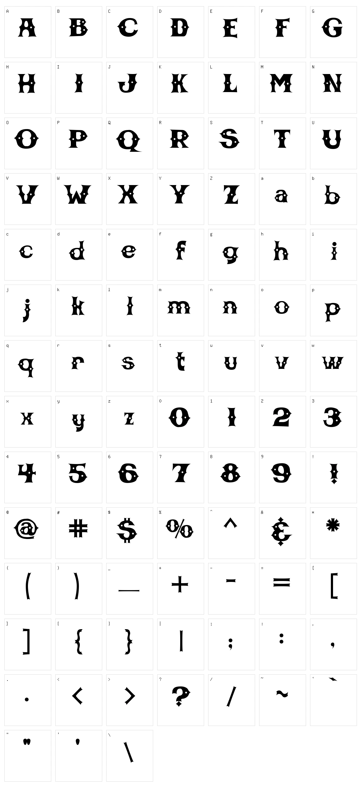 CBGB Font Character Set