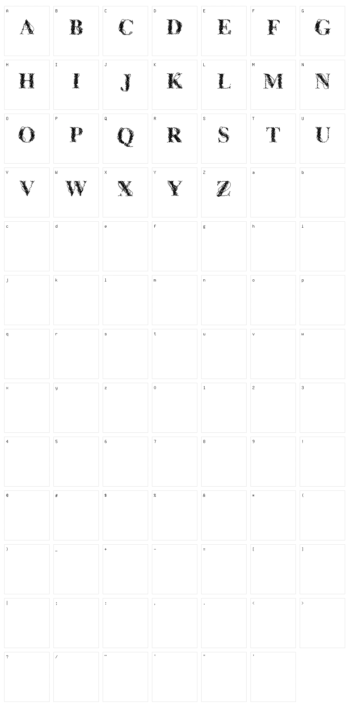 CF WireFrame Character Set