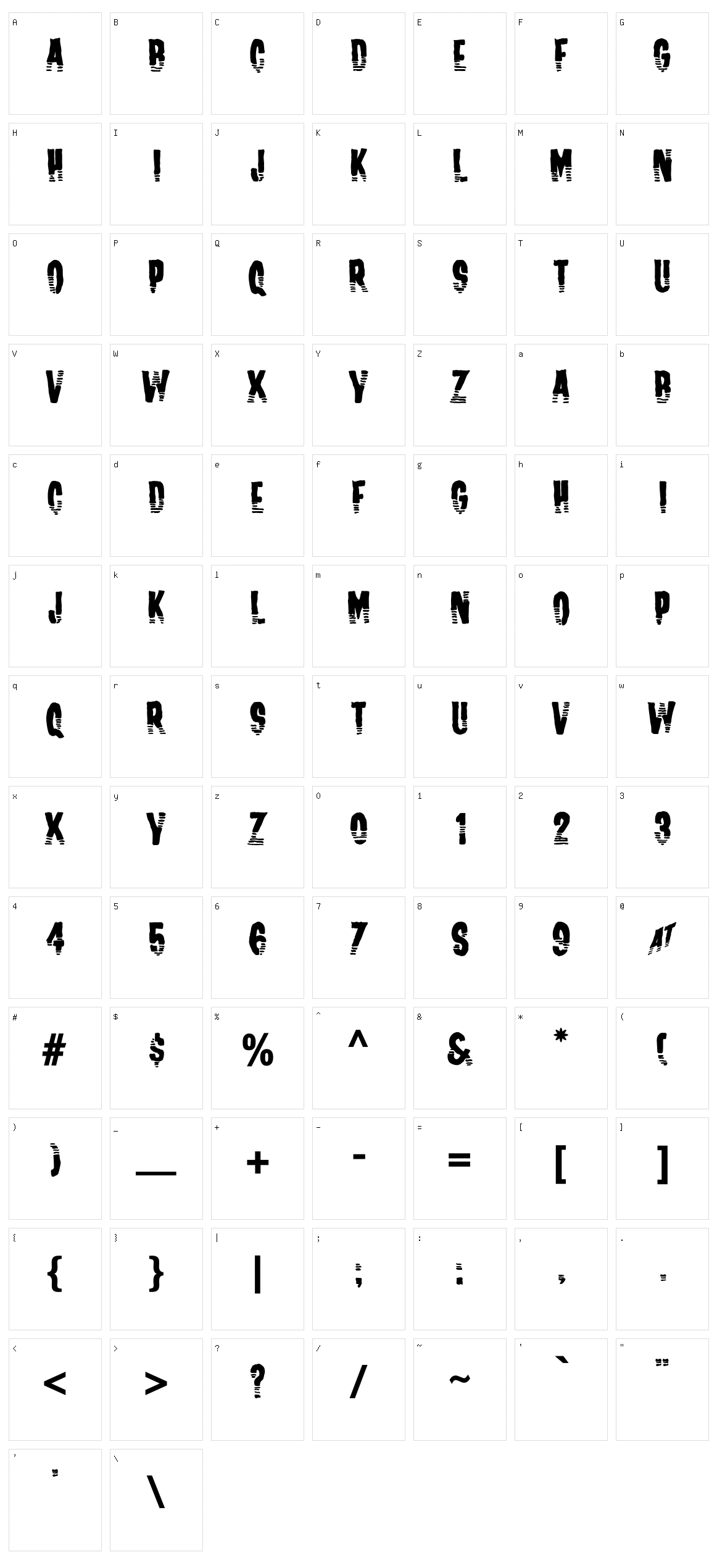 Channel Tuning Character Set