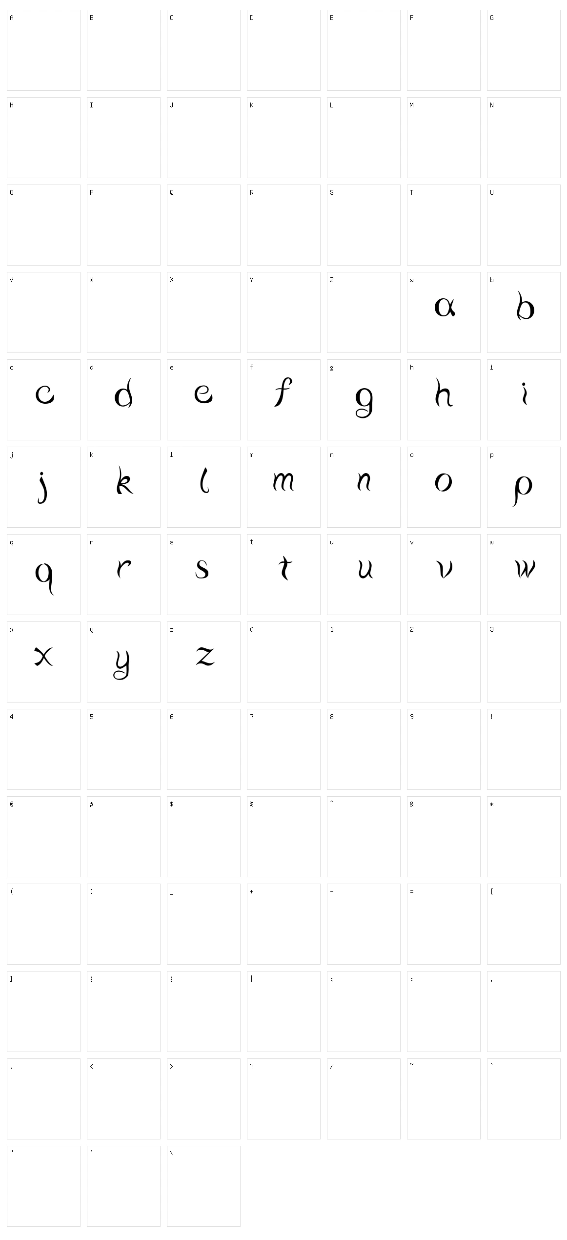 Water script Character Set