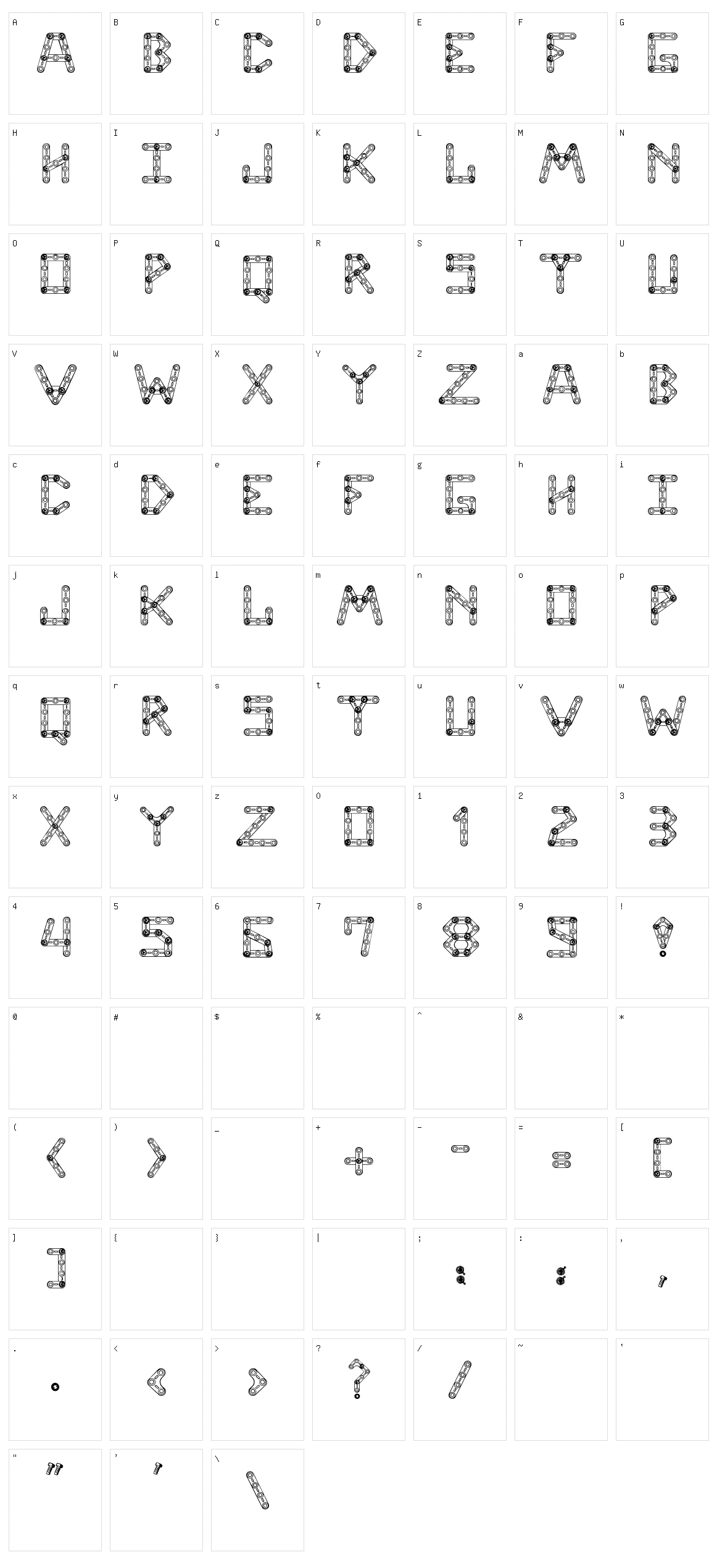 CJ Meccanector Character Set