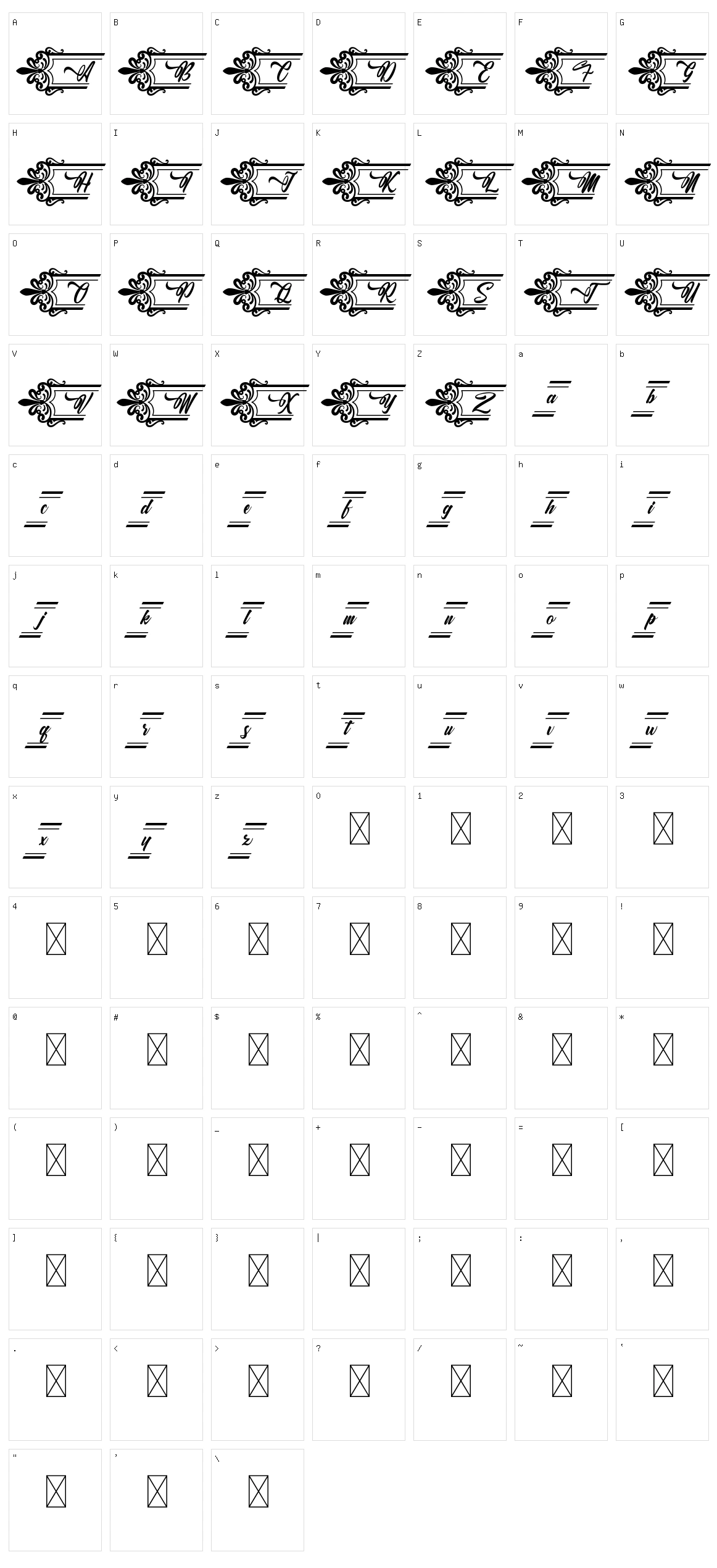 Clasicalderibbon Character Set