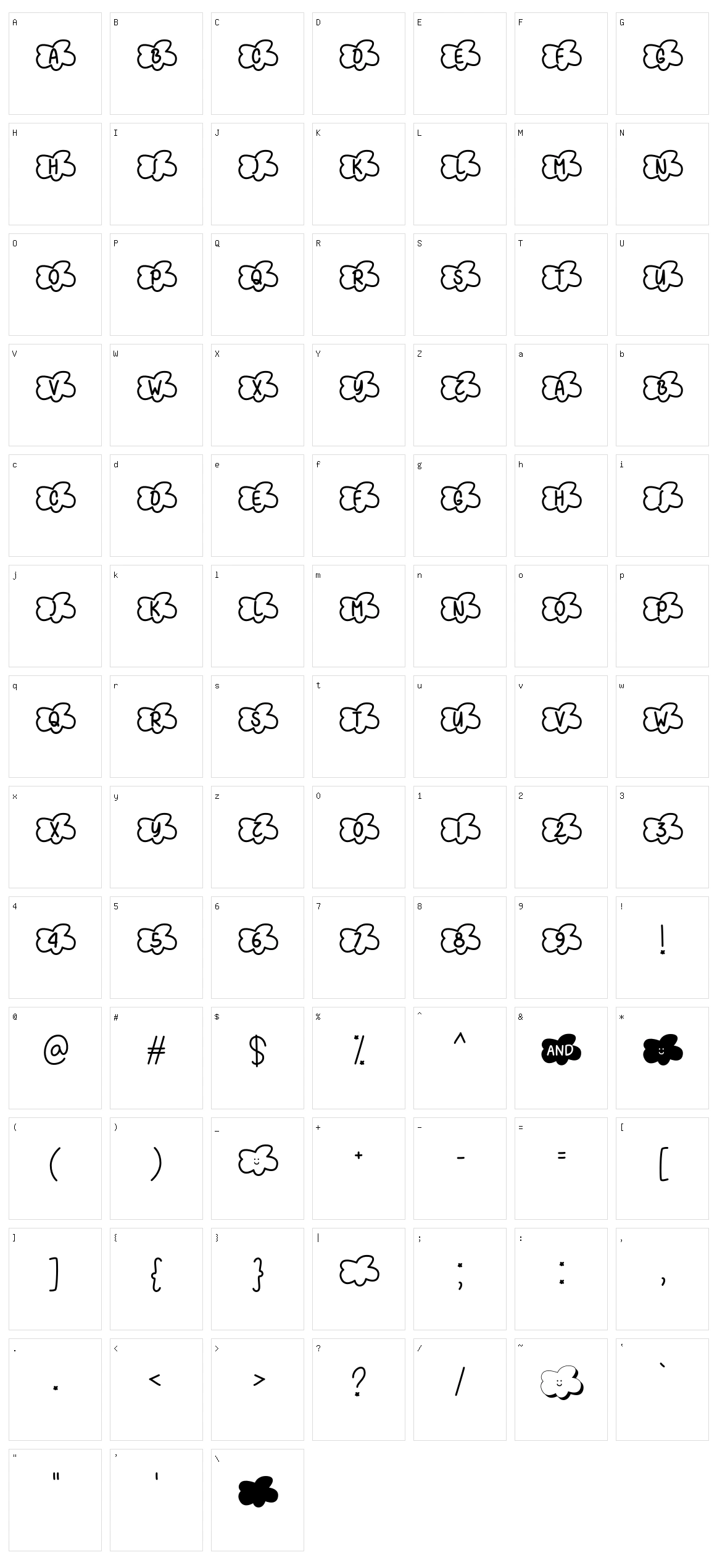 Clouds Smile Too Character Set