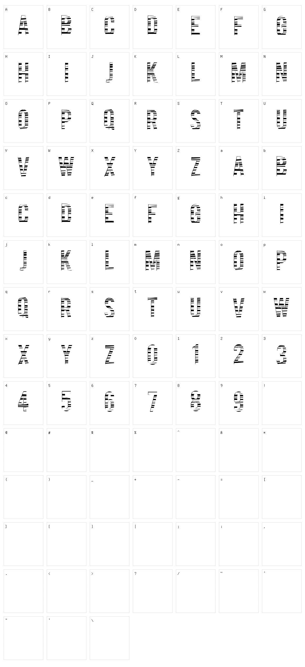 Code Bars Character Set