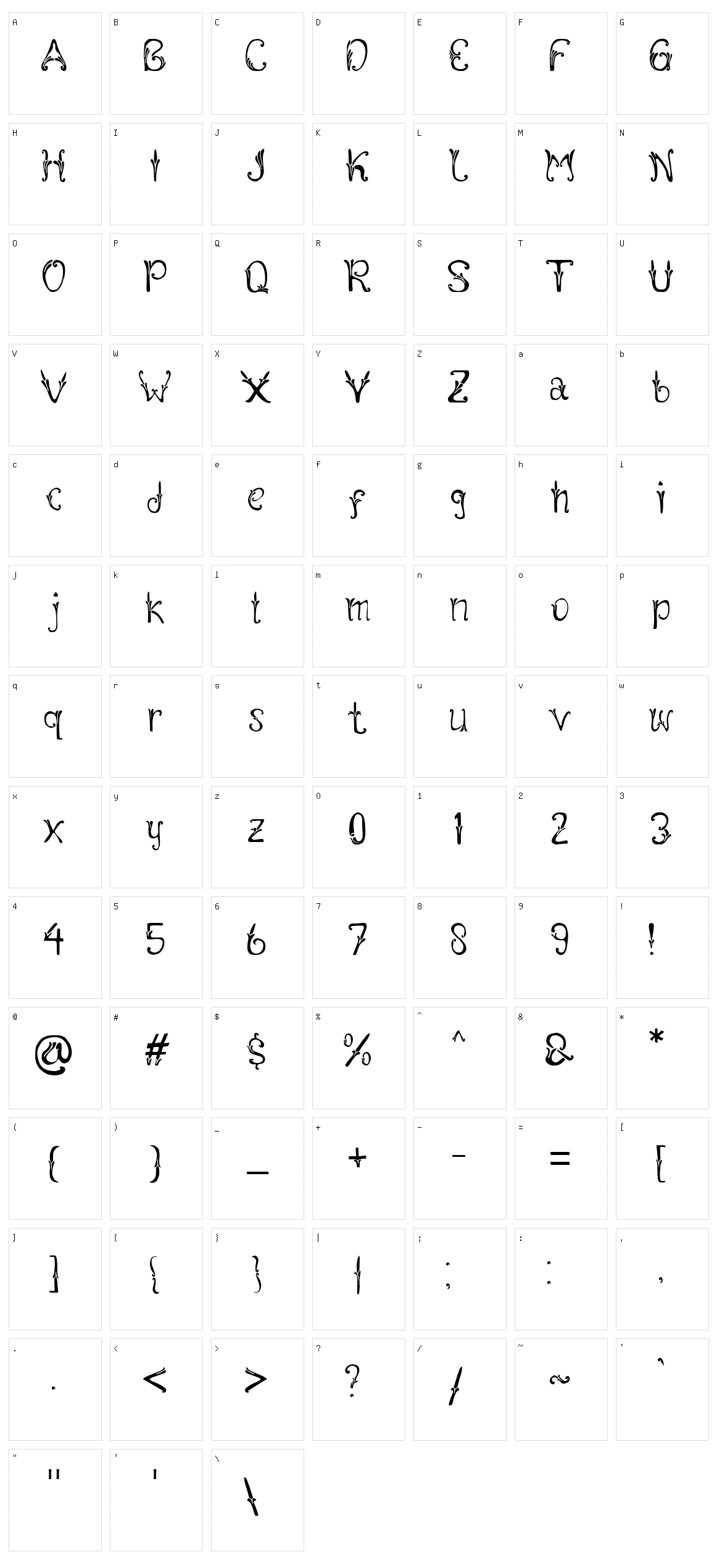 Coral Fobia Character Set