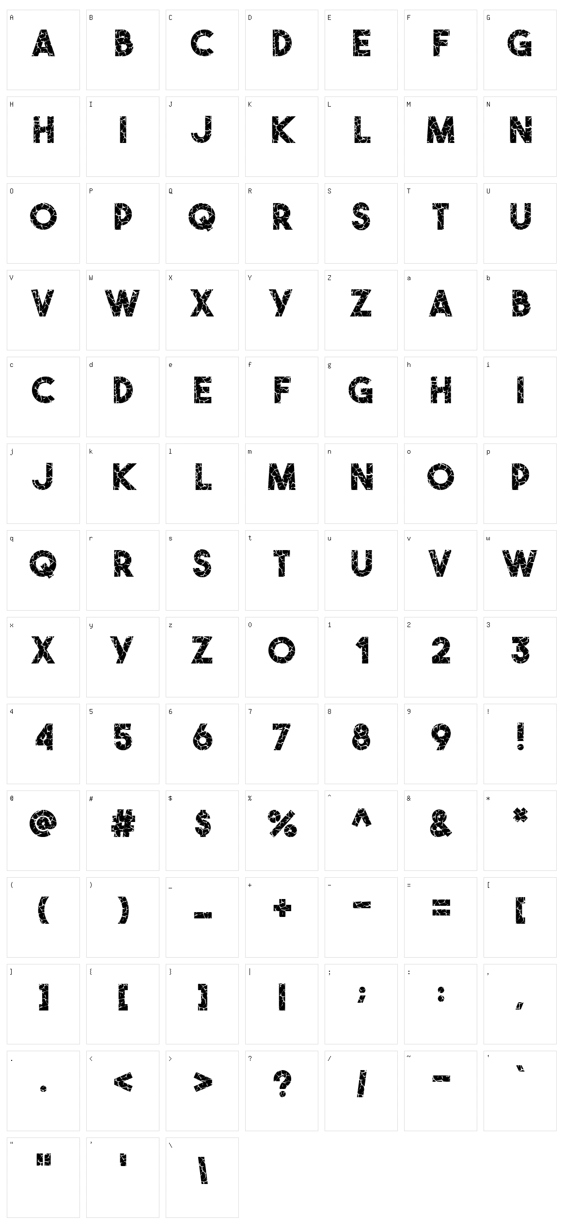 Crack Style Character Set