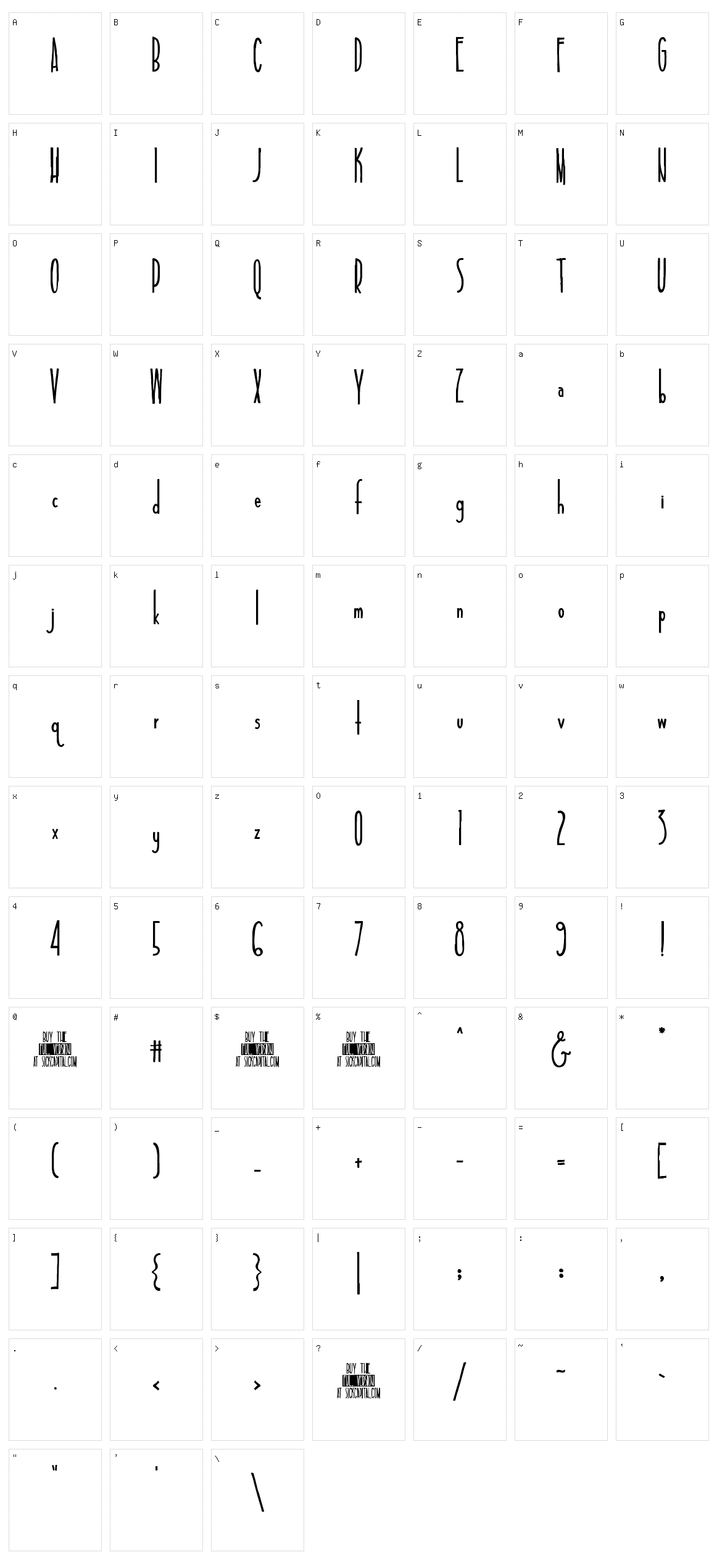 Tall & Slim Character Set