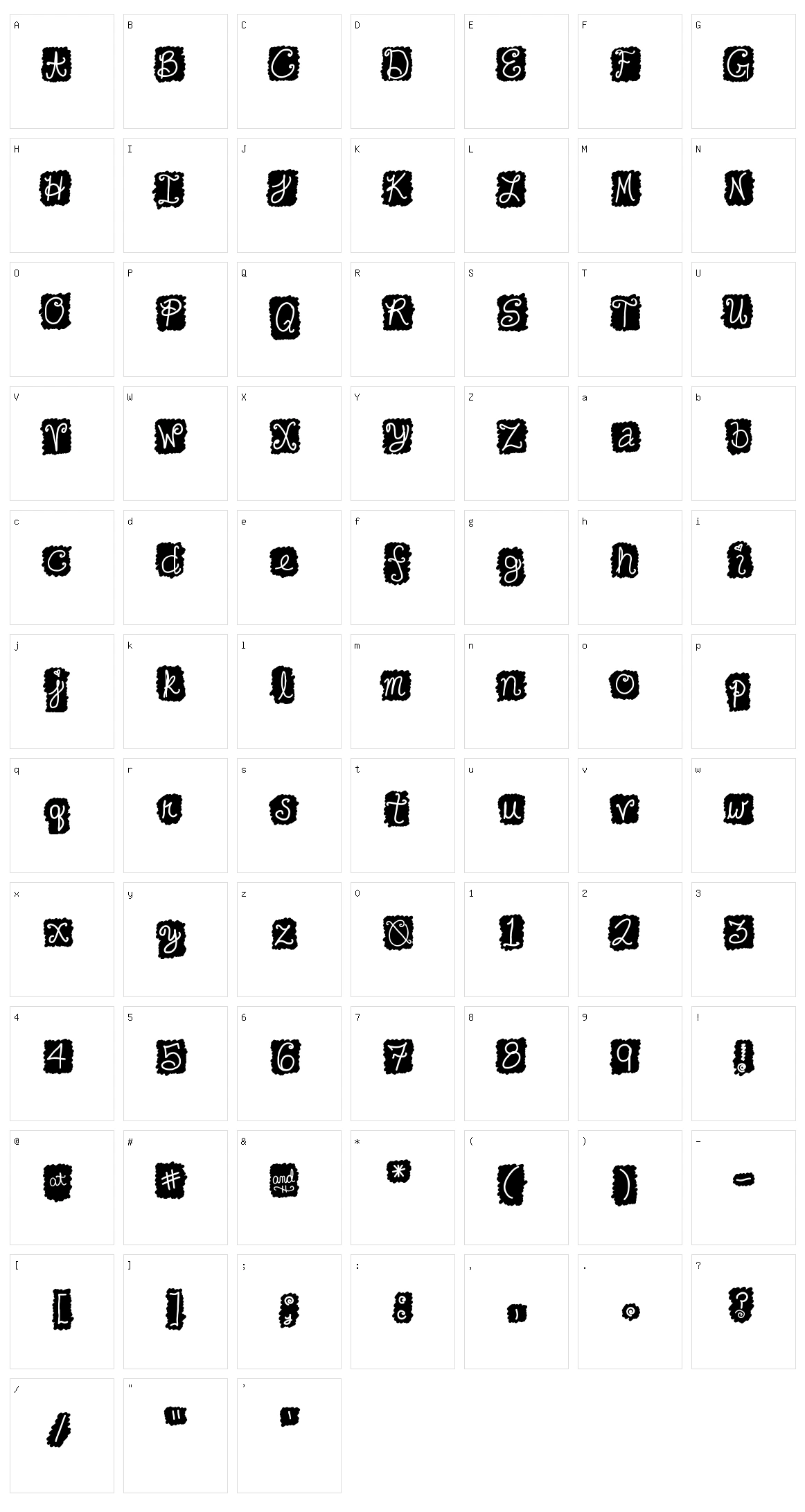 Cute Cursive Blackout Character Set