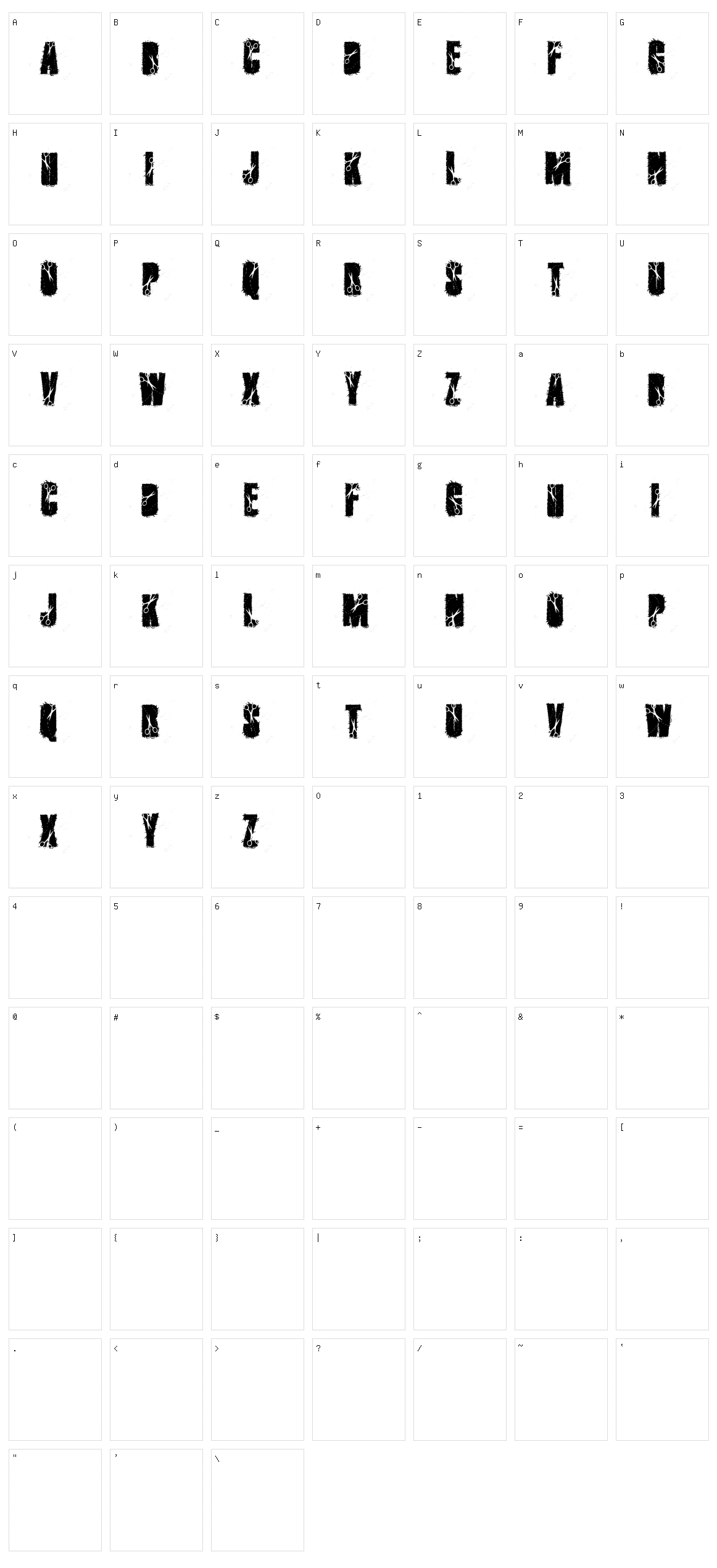 Cutter Character Set