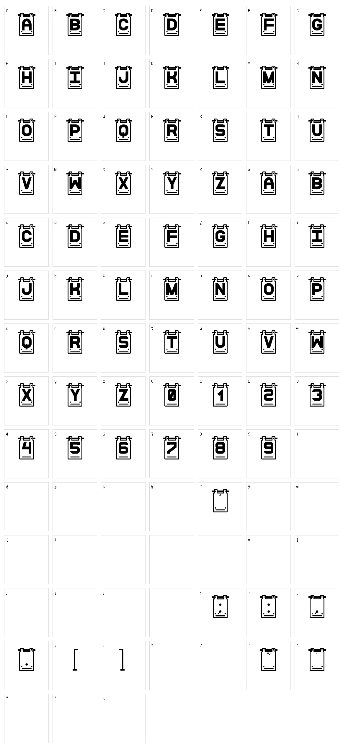 Data Cards St Character Set