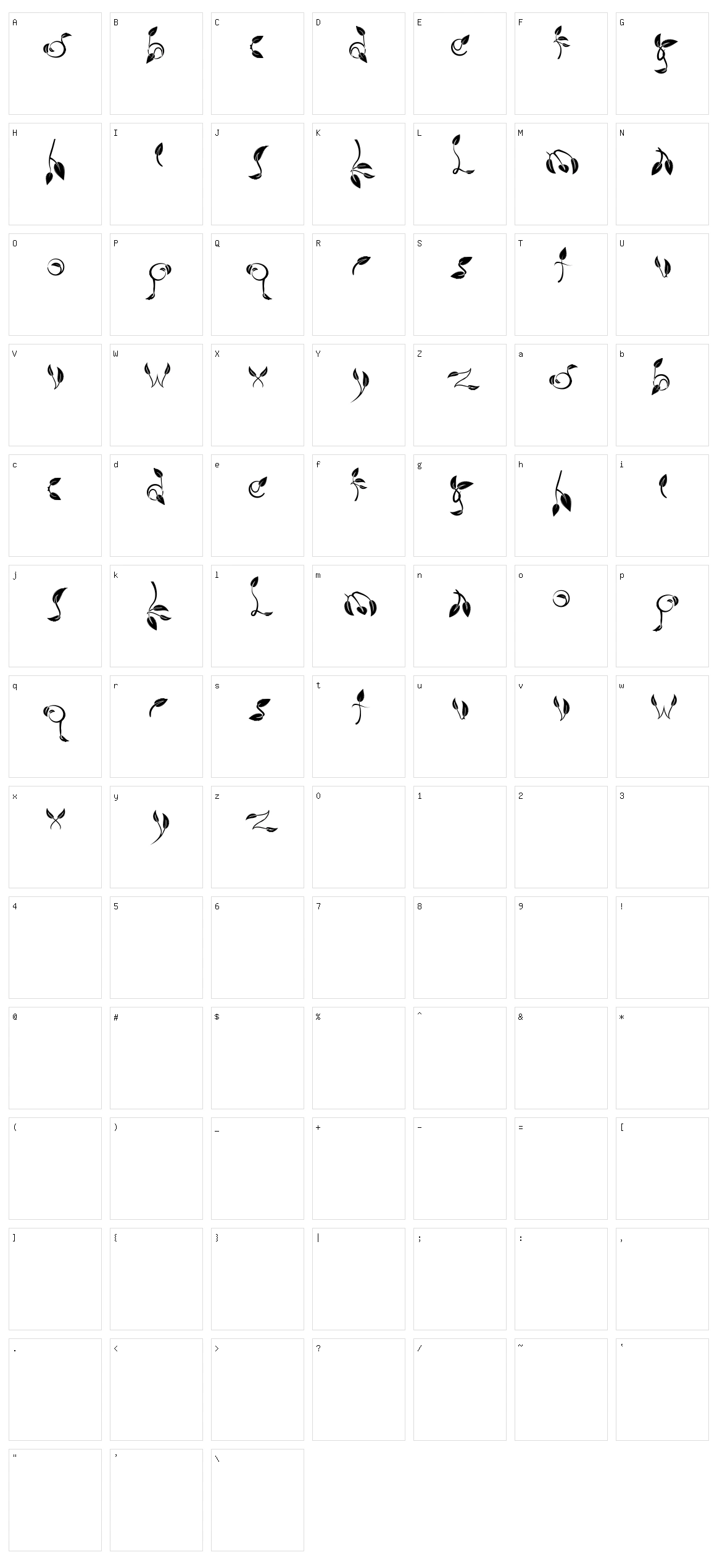 Dedaun Character Set