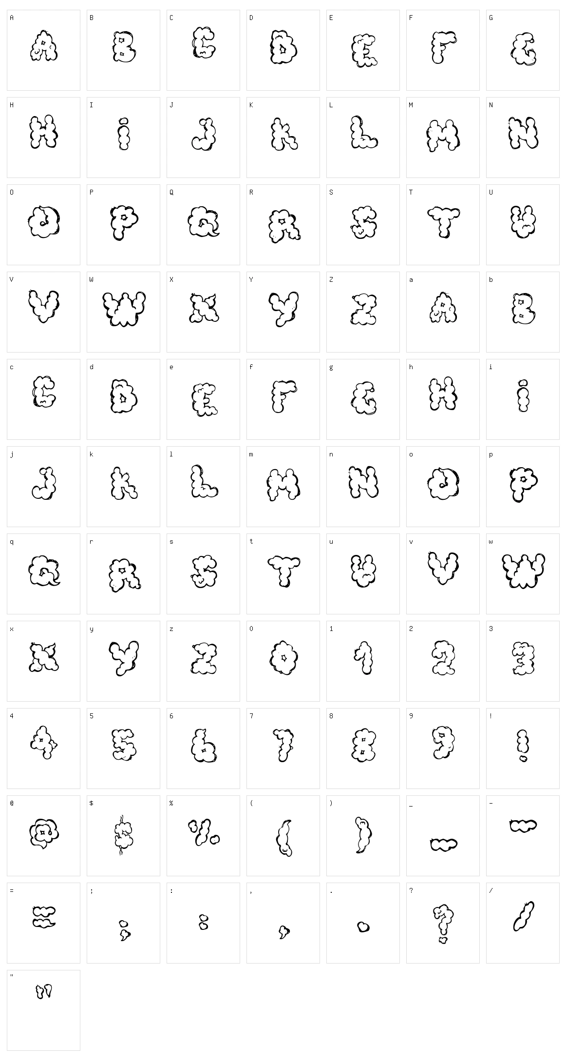 Defecafont Character Set