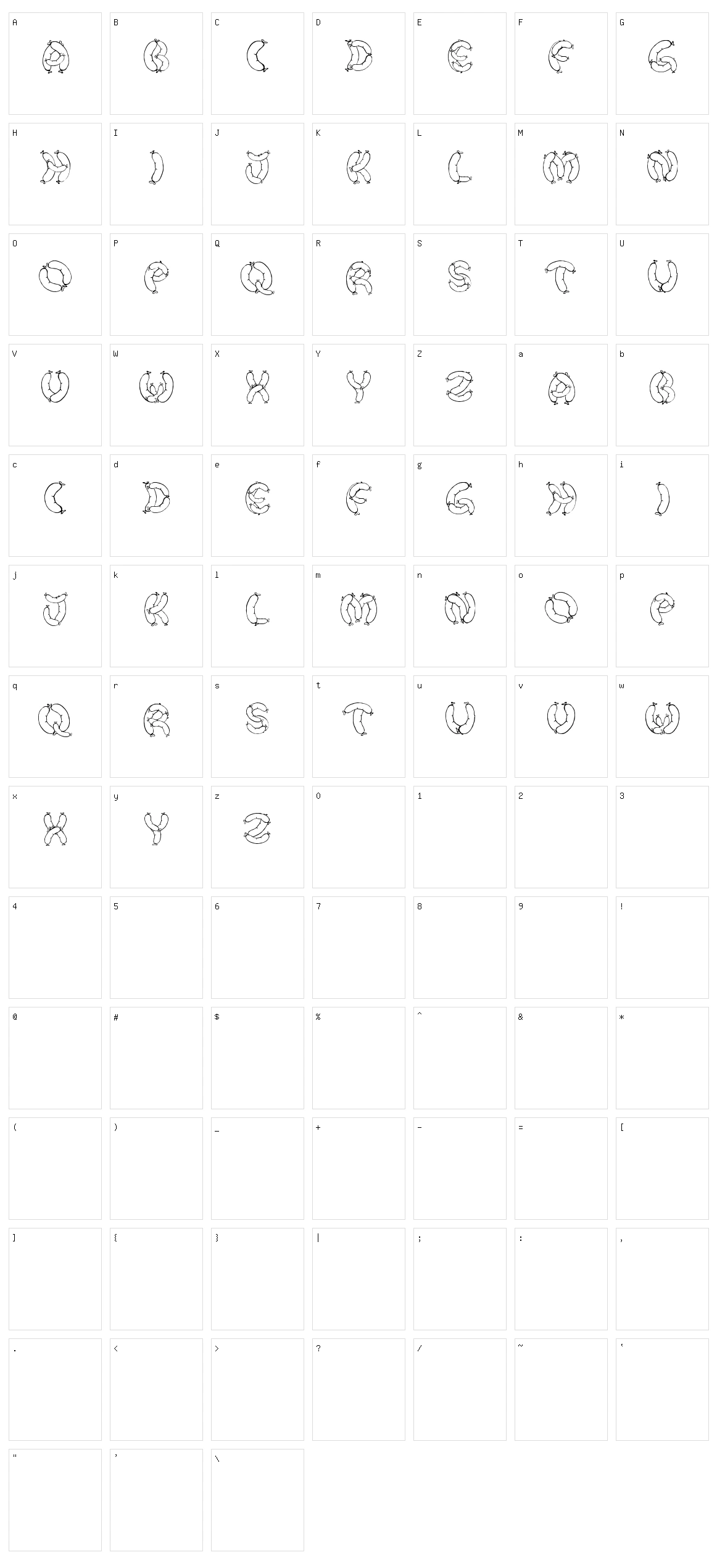 Der Wurst Font Character Set