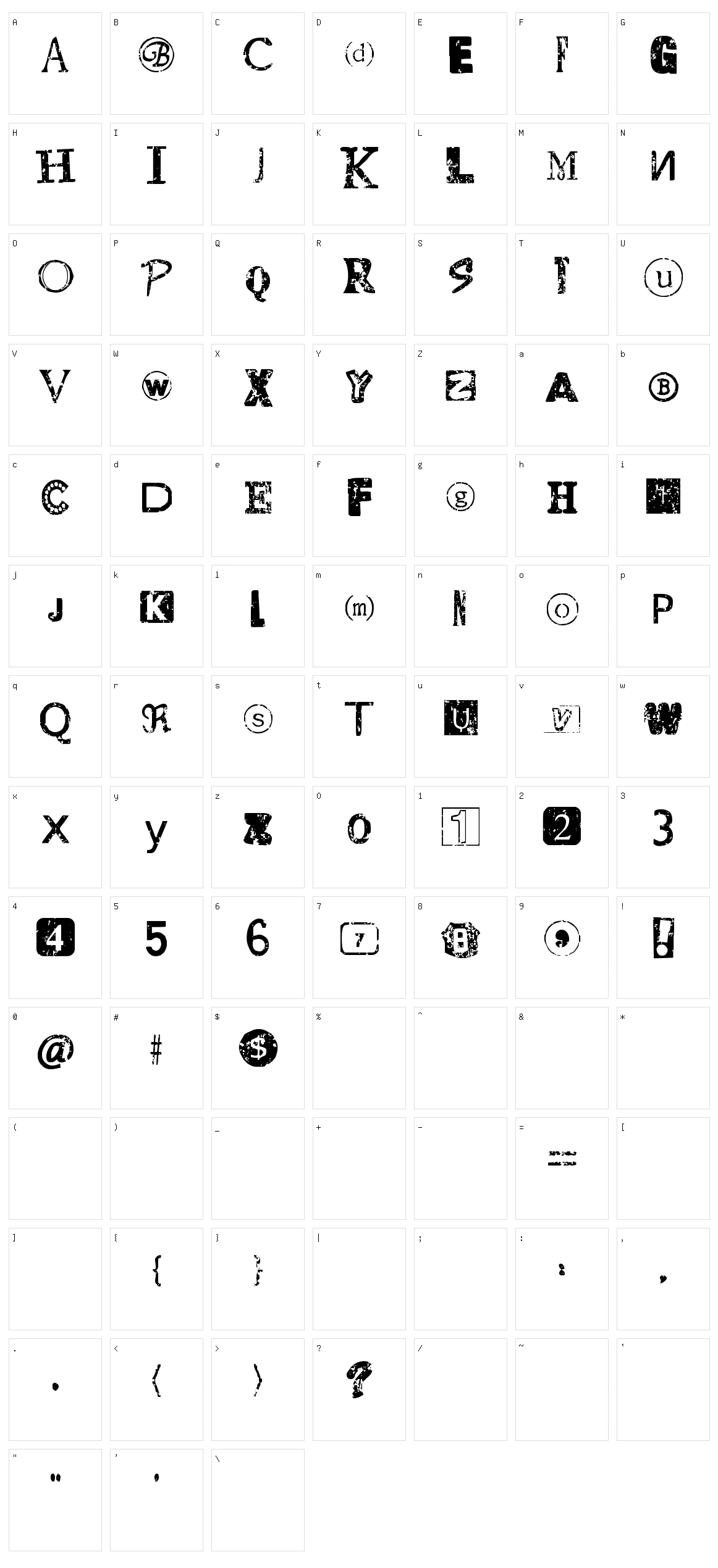 Distressed Ransom Note Character Set