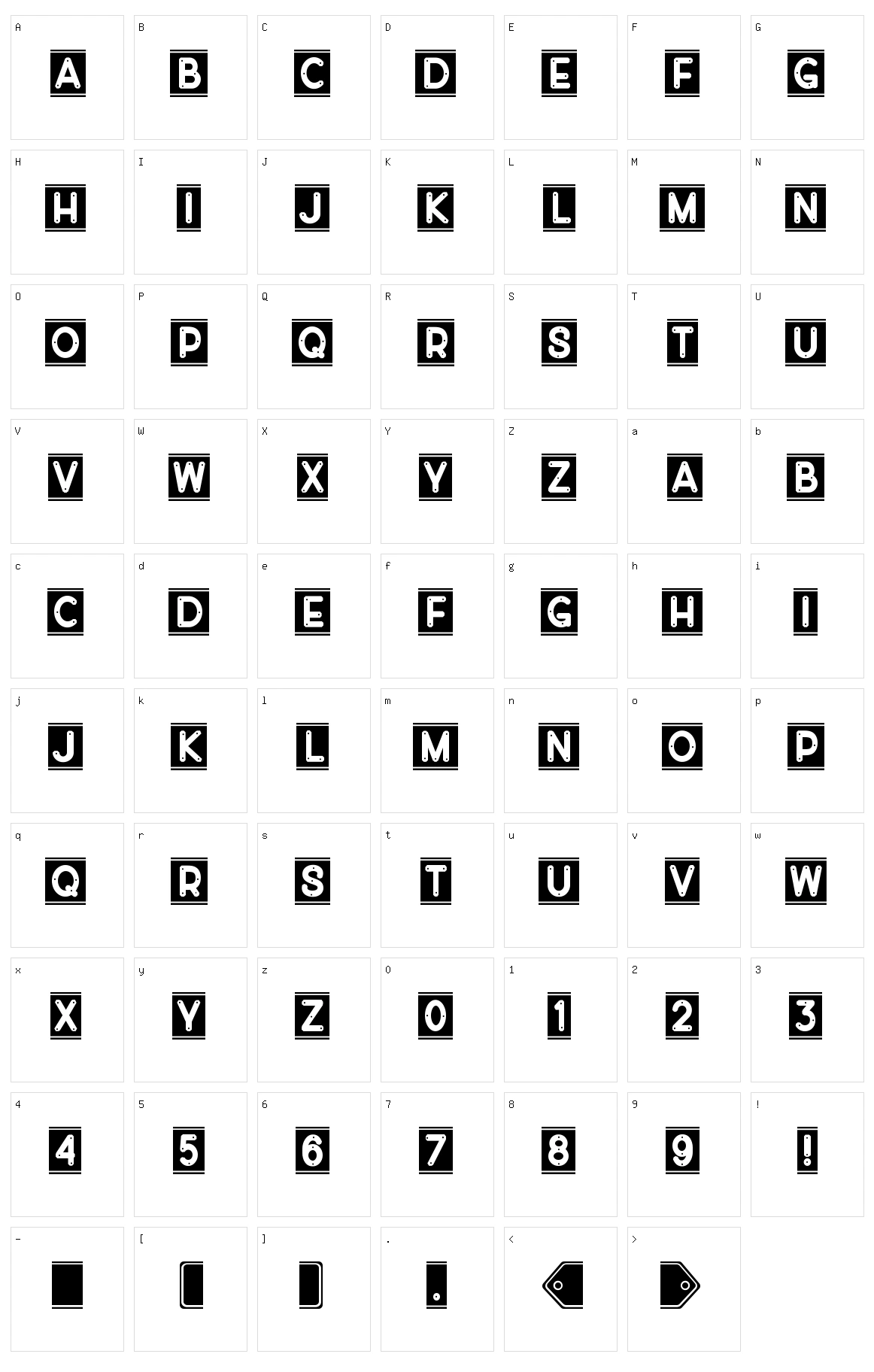 Diverplate Character Set