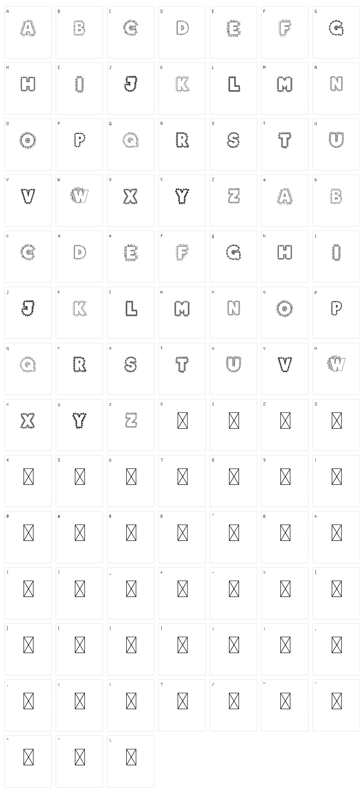 Doodala Bordered Character Set