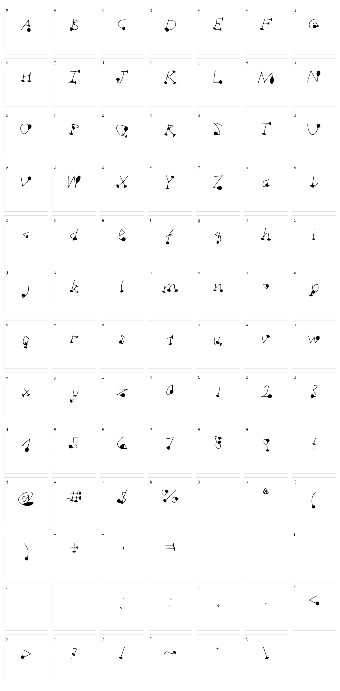 DotSplot Character Set