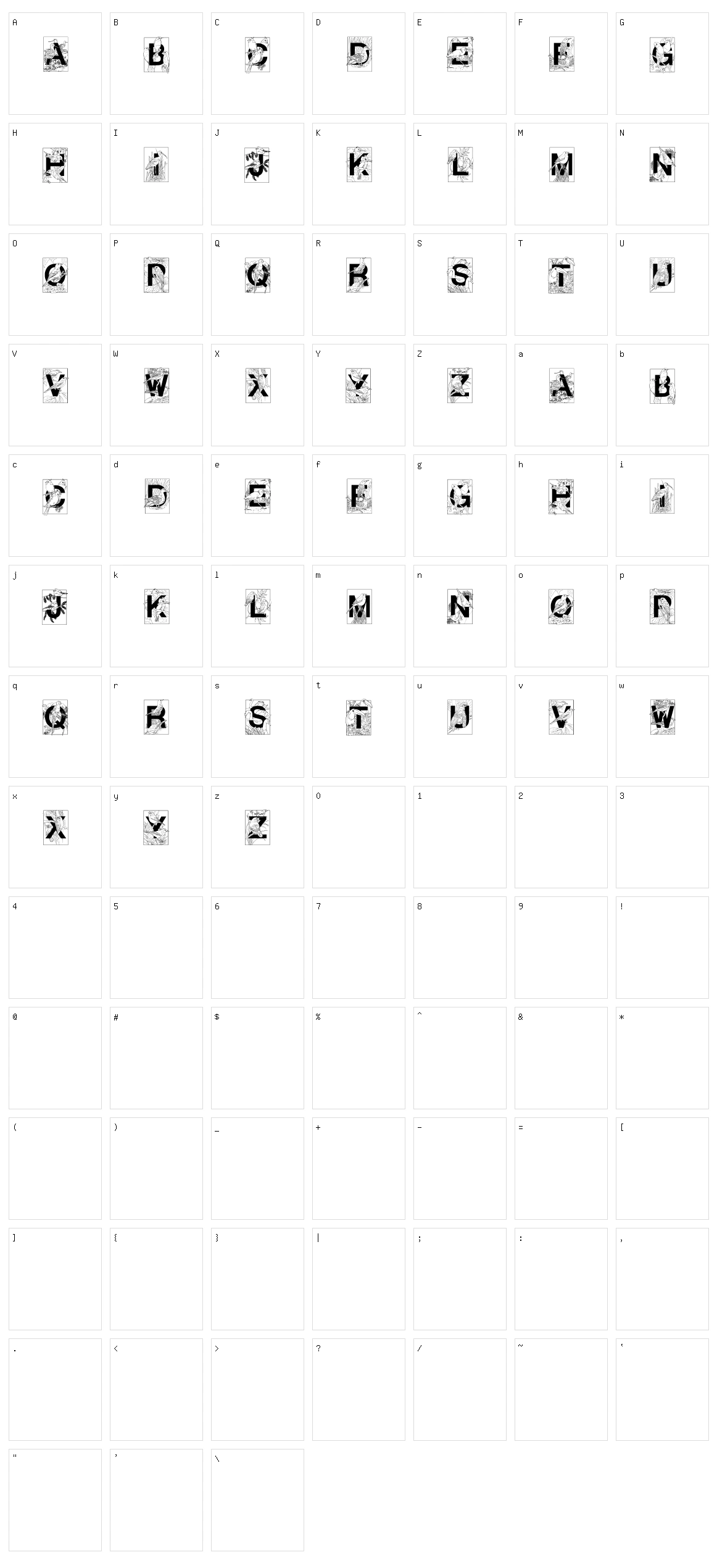 Dover Birds Character Set