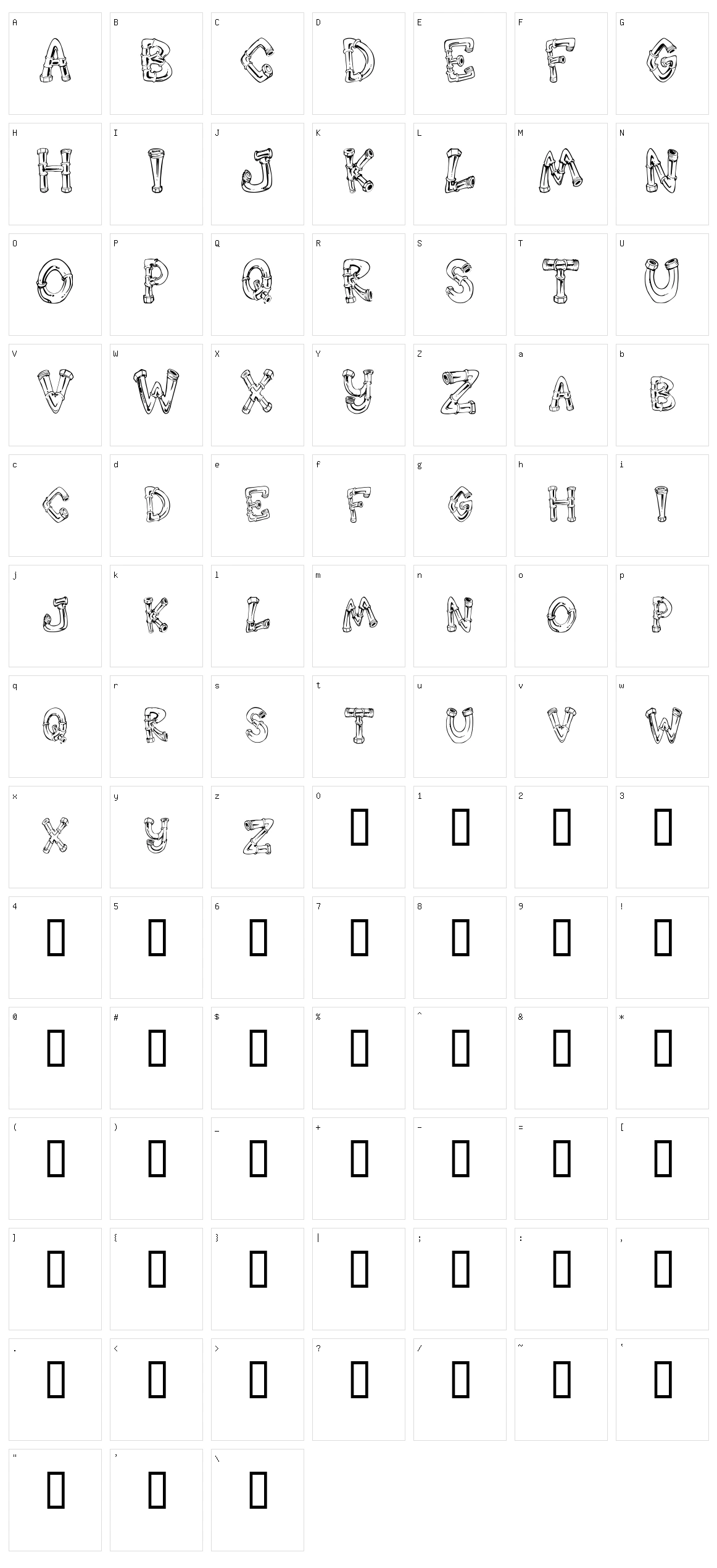 Down the Drain Character Set