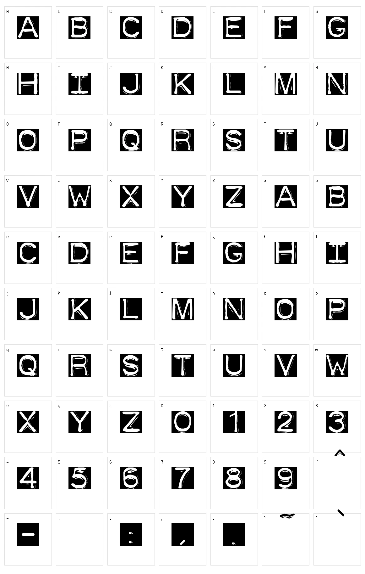 Dymo Font Invers Character Set
