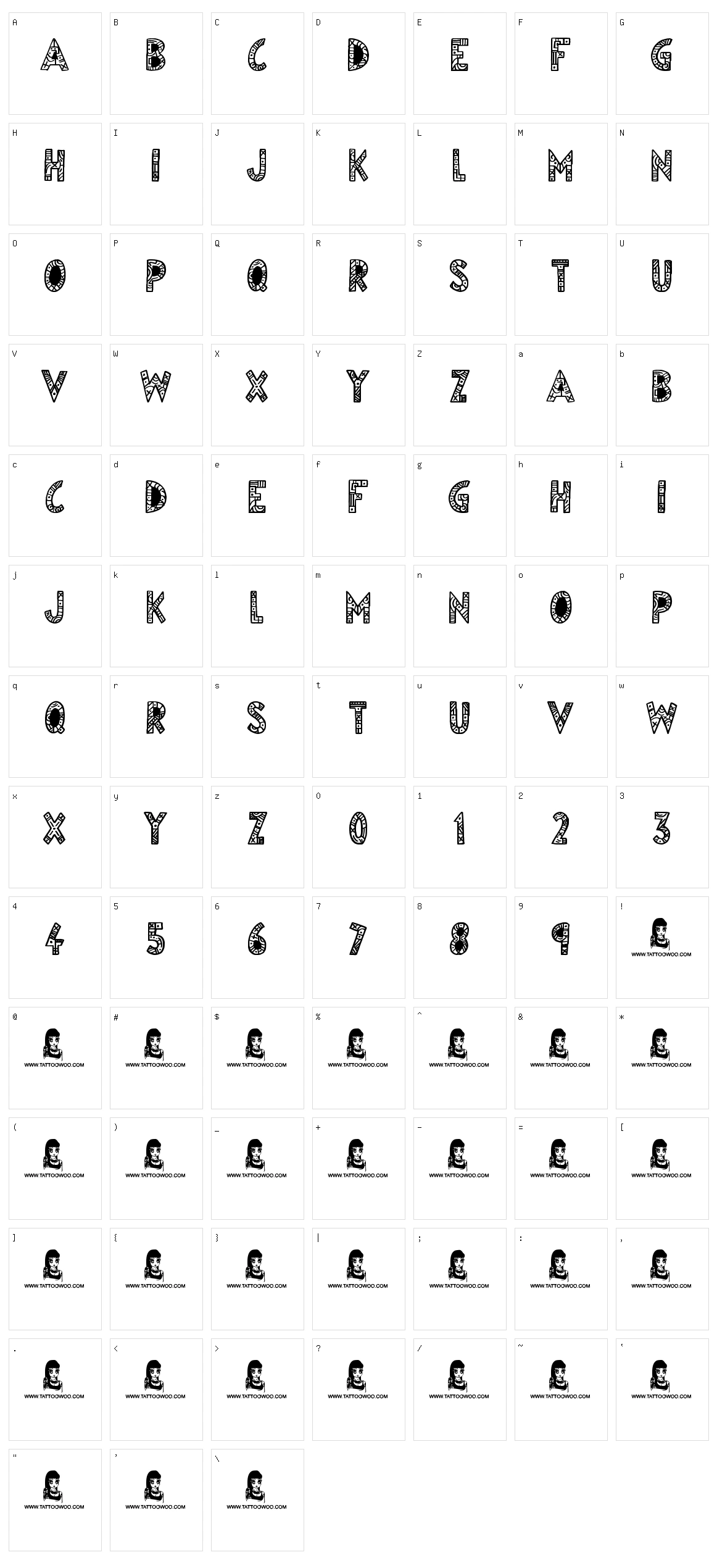 Egyptian Nights Character Set