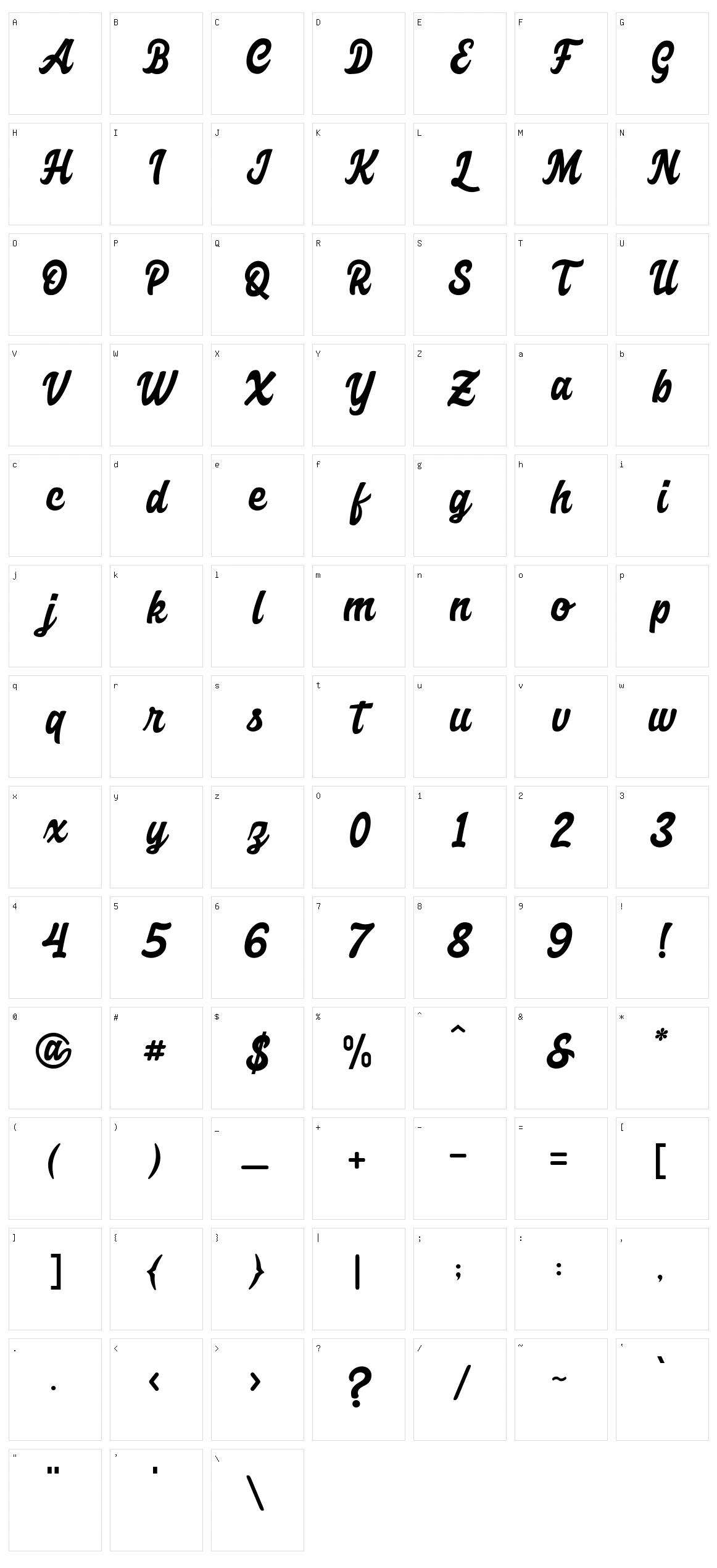 Axettac Character Set