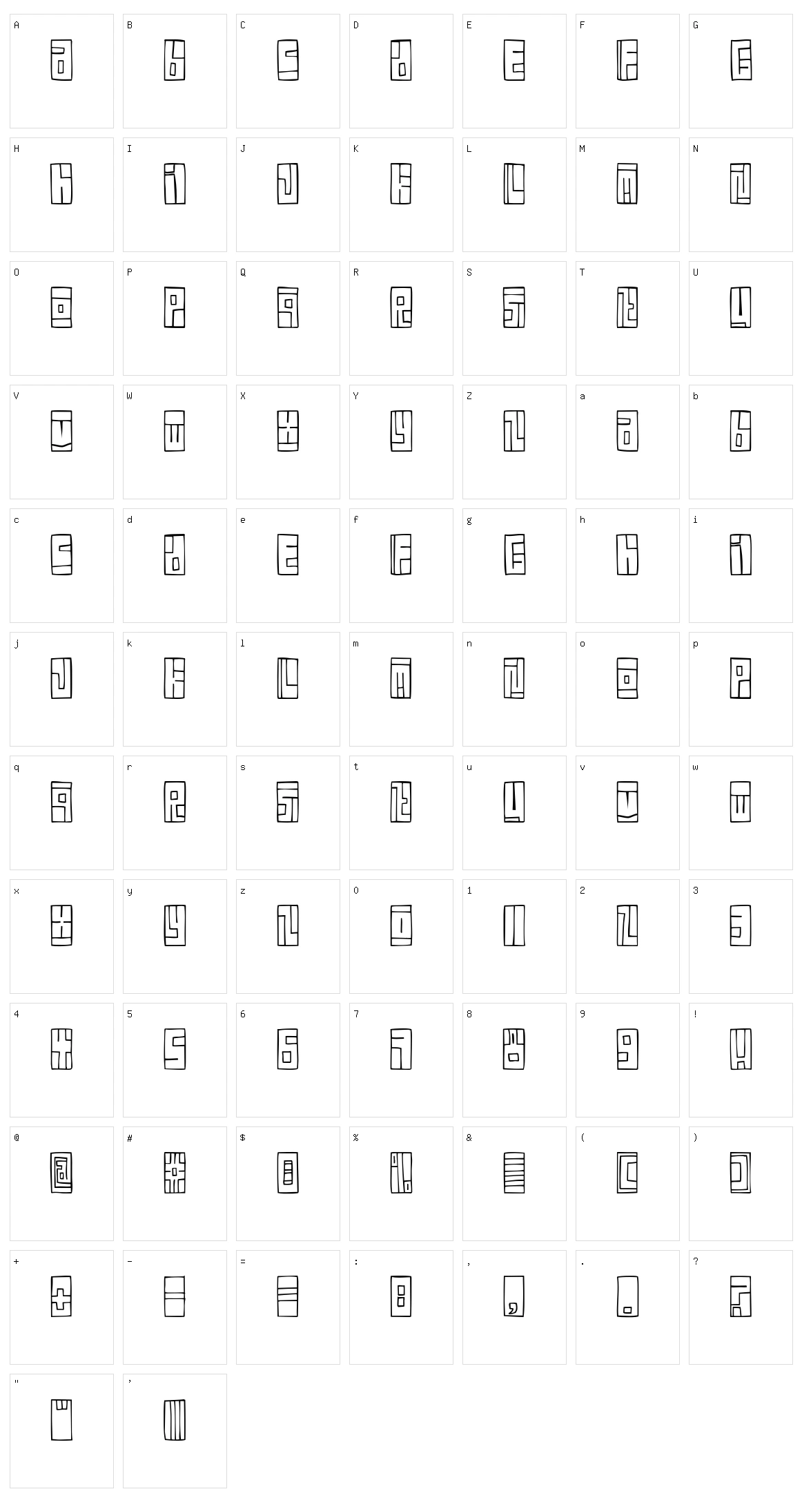 FE Box Font Character Set