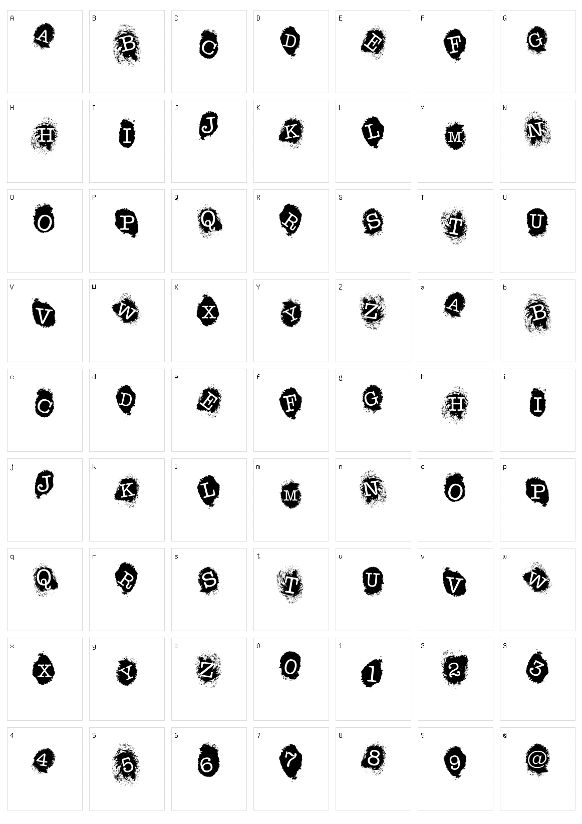 FE Fingerprints Inside Character Set