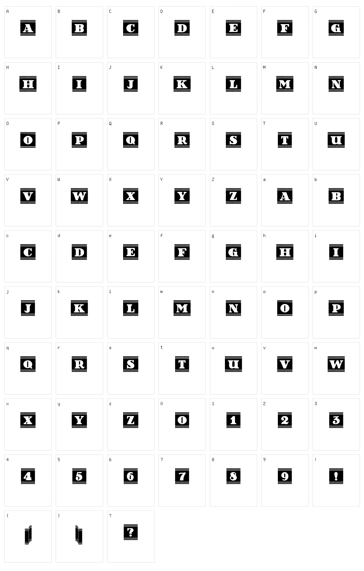 Film Letters Character Set