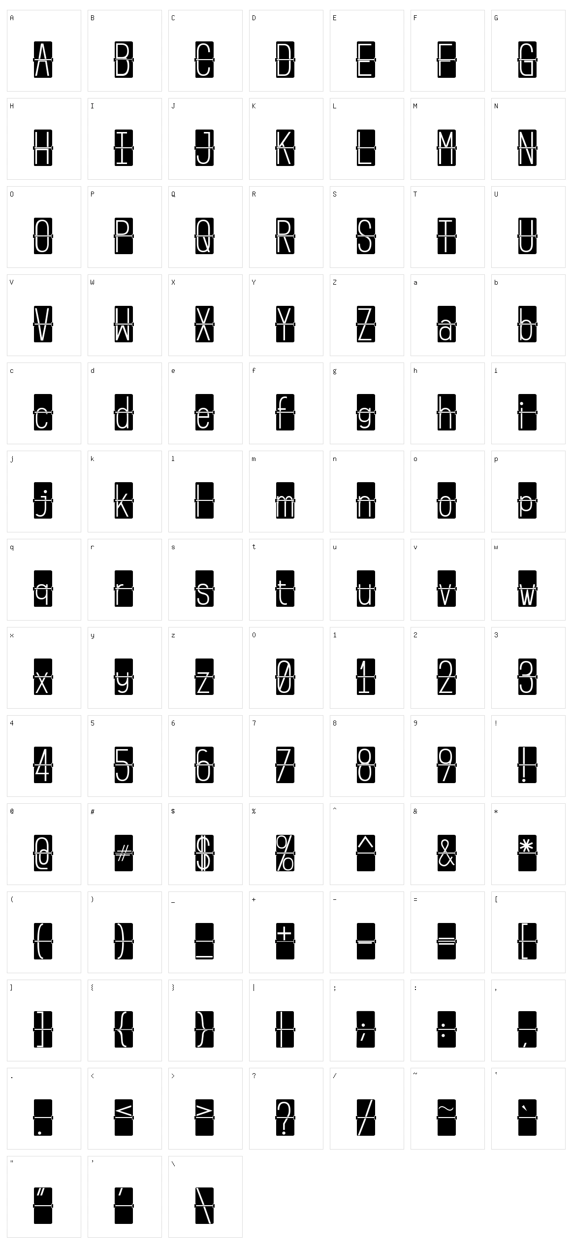 Flip Clock Character Set