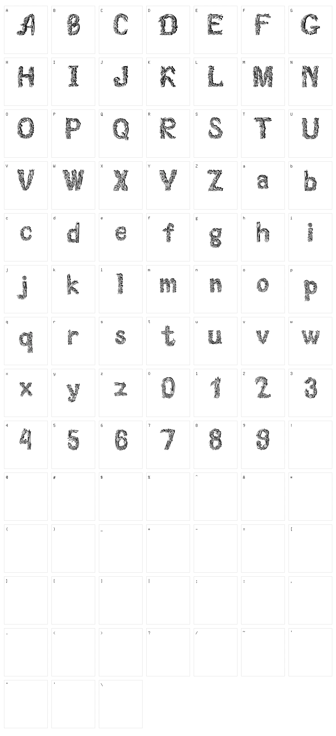 Florabet Character Set