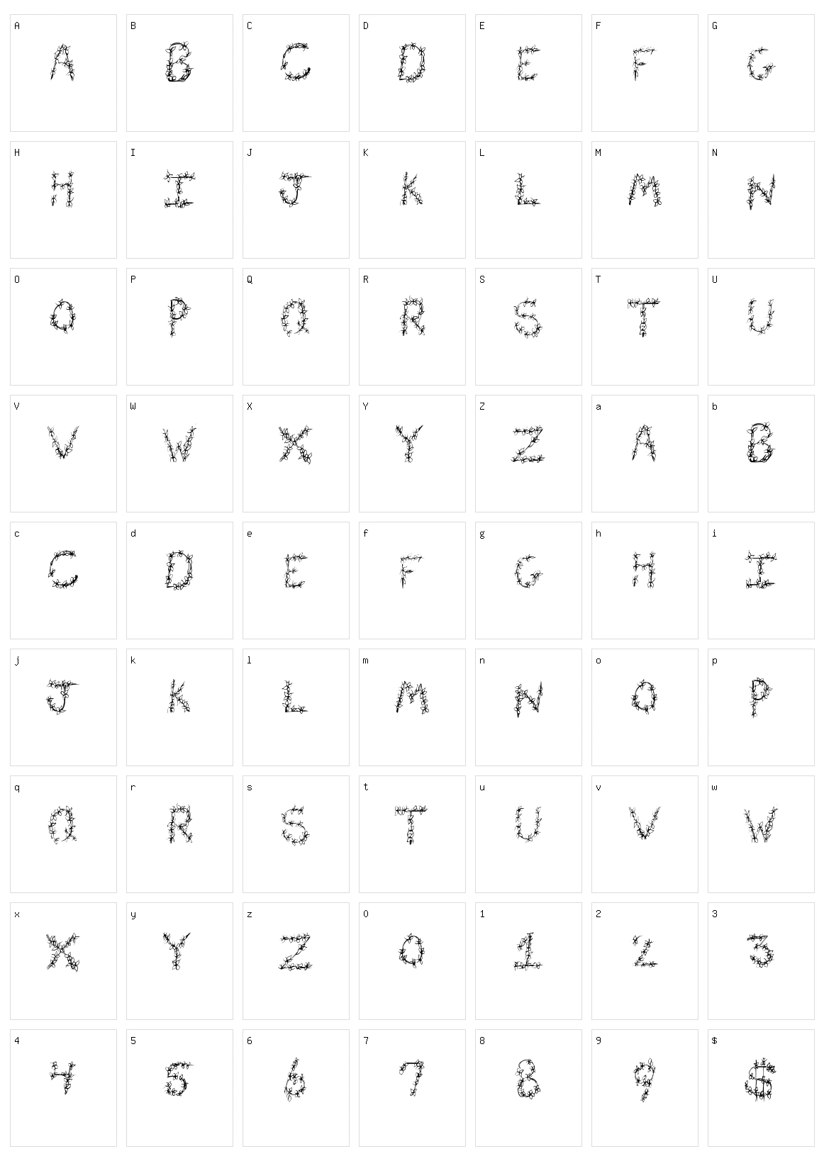 Flower Header Character Set