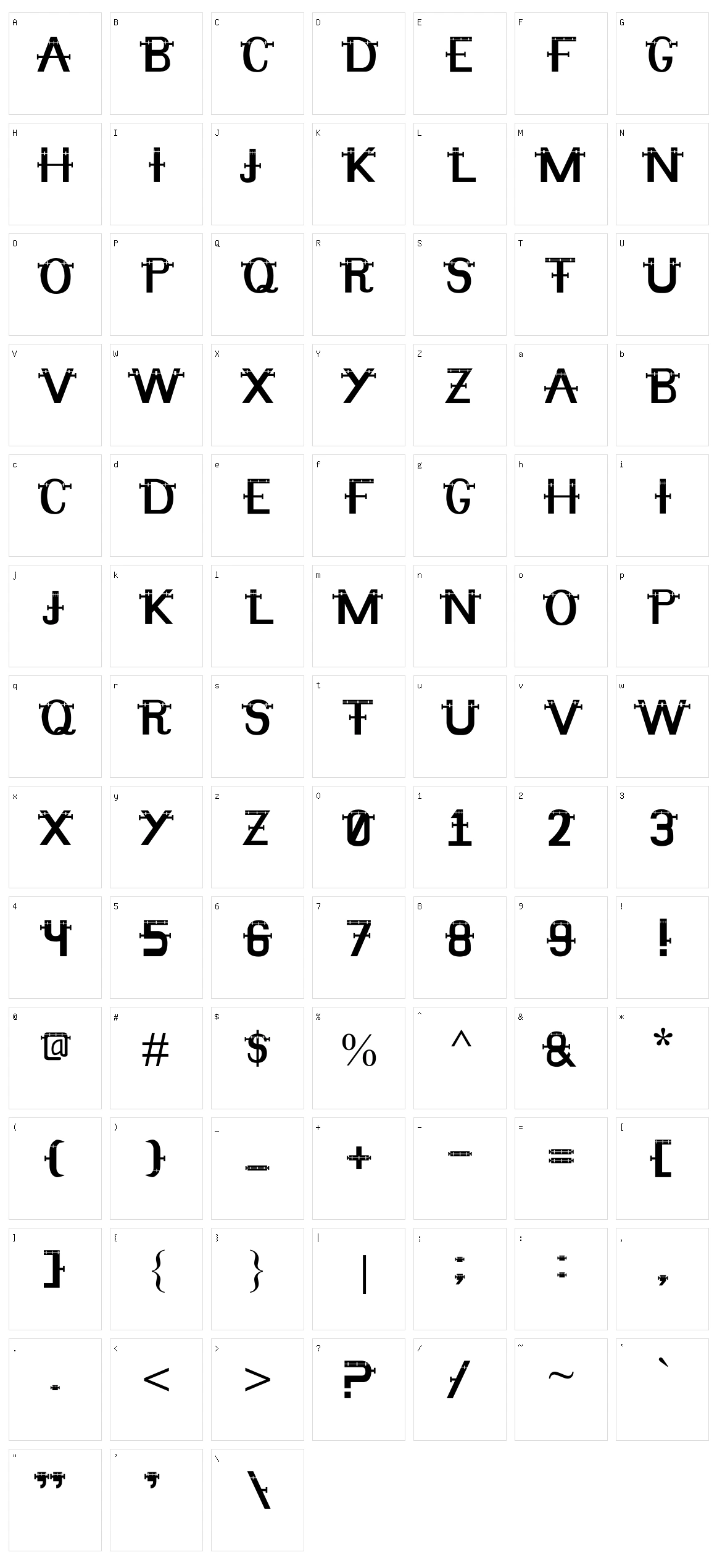 Frankenfont Character Set