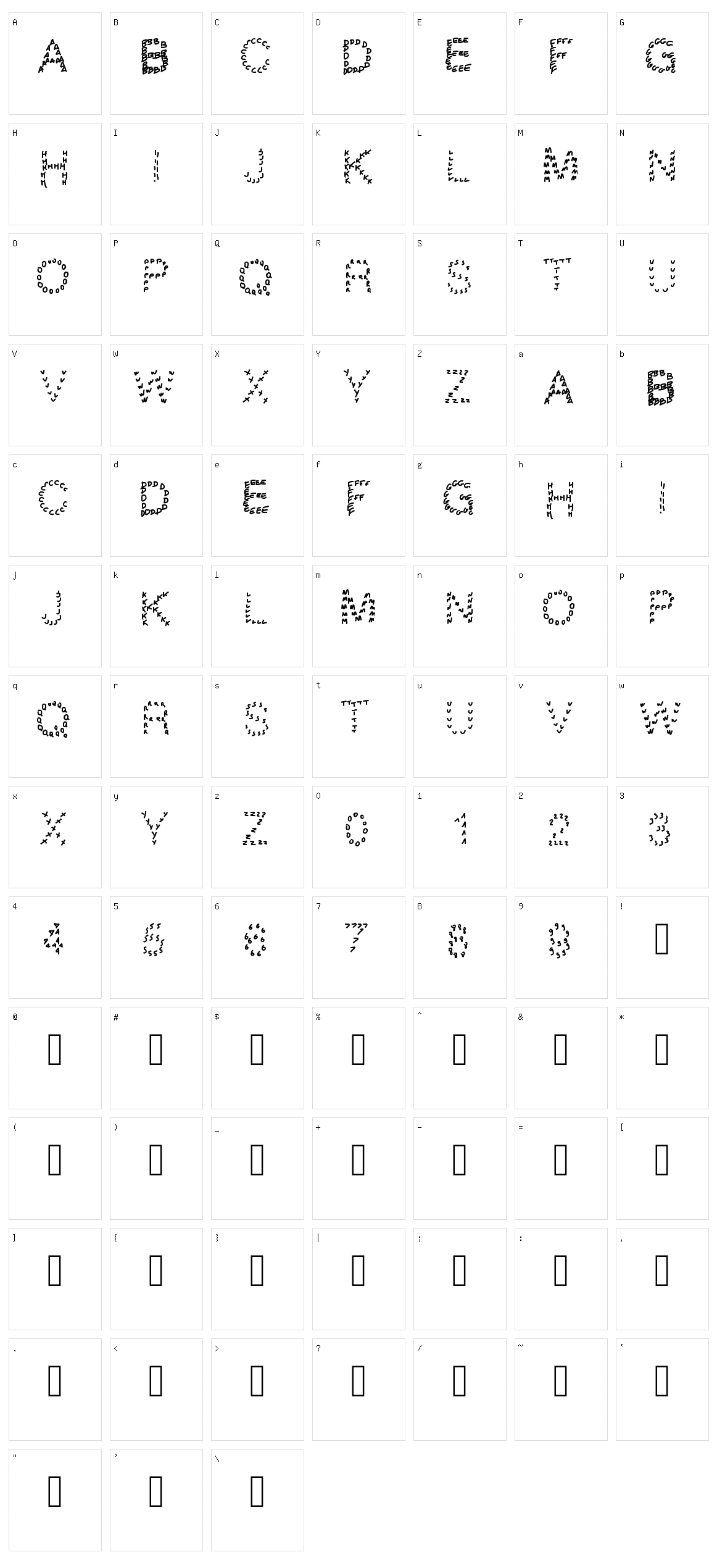 Gaelling pates Character Set