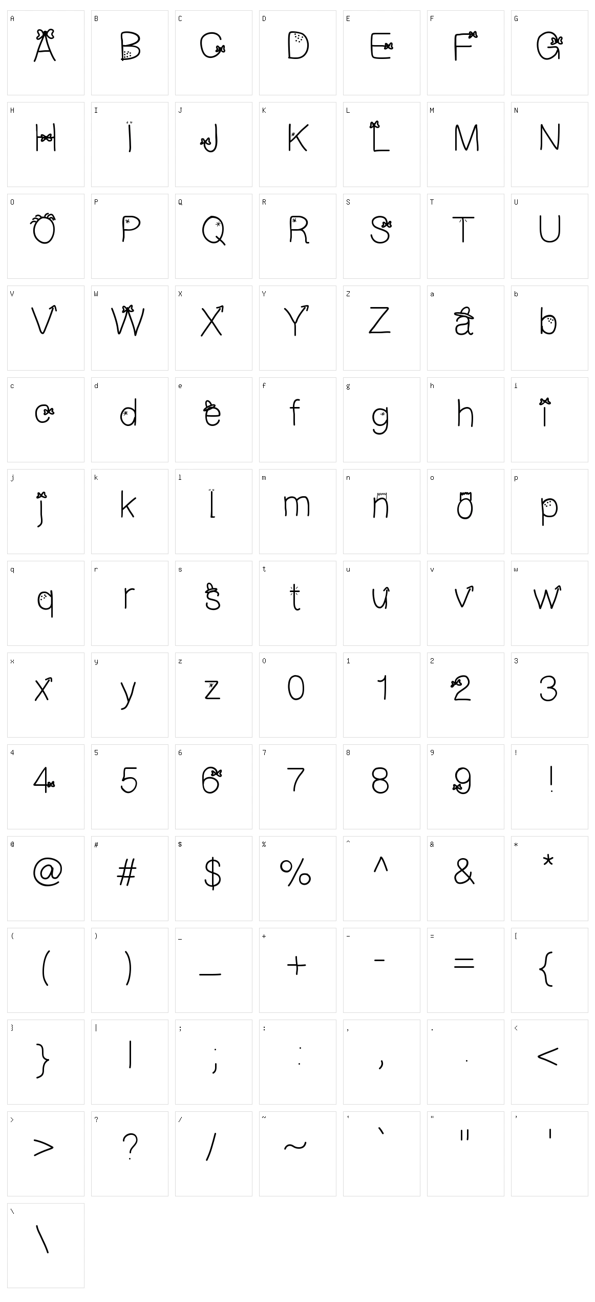 GalFont Character Set