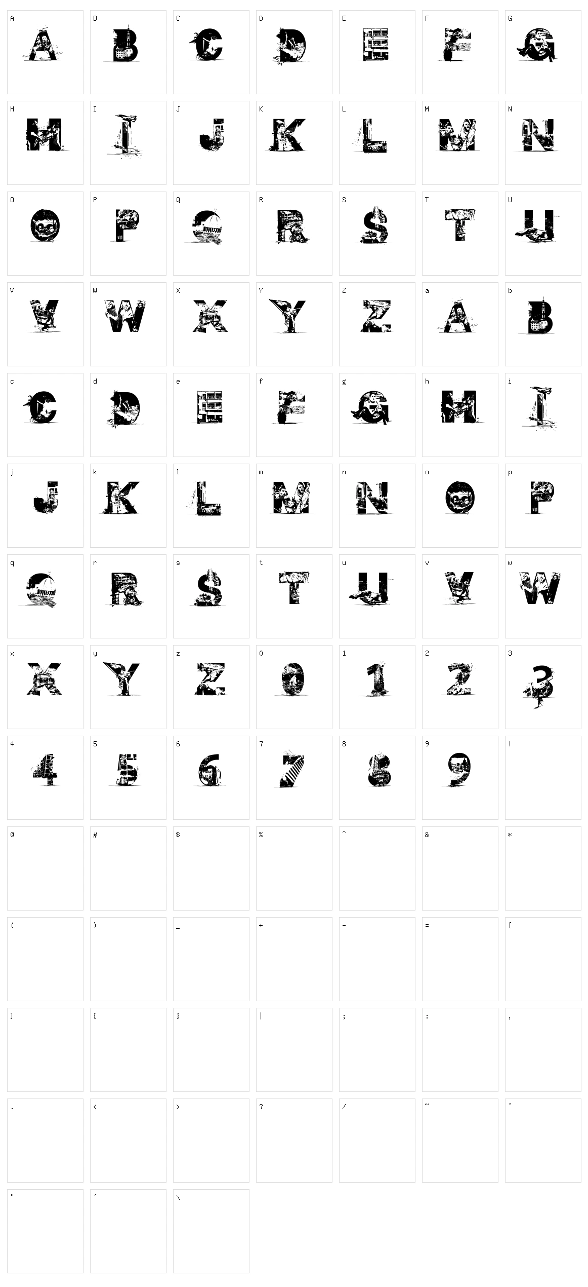 Gaza Font Character Set