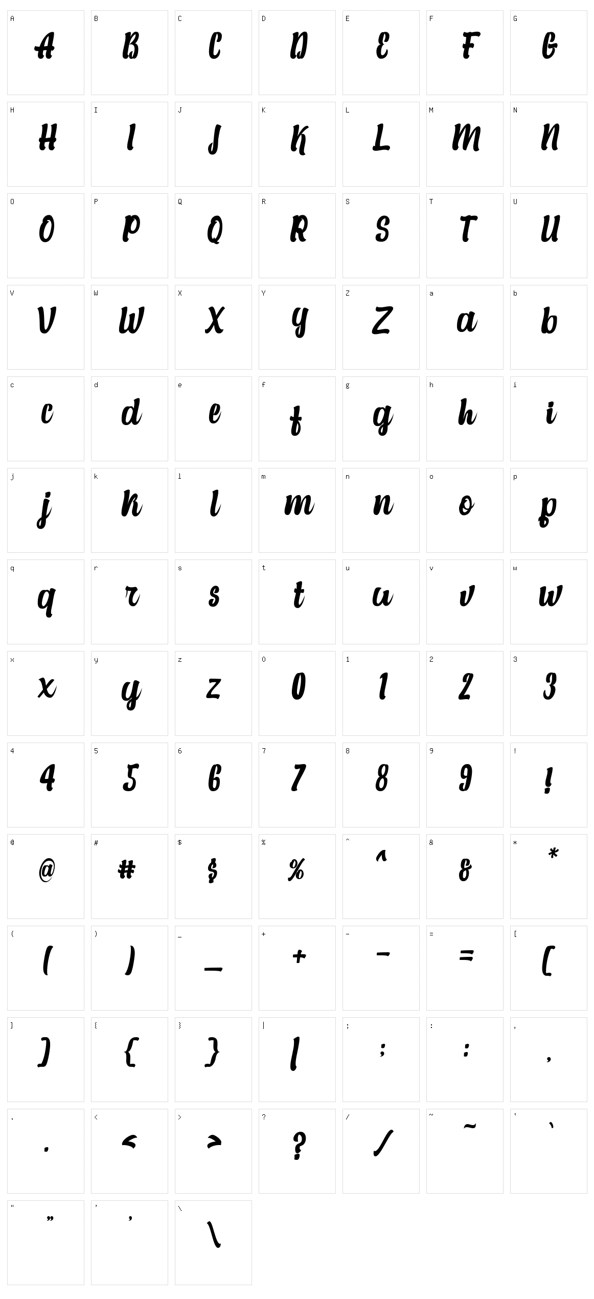 Alexandria Script Character Set