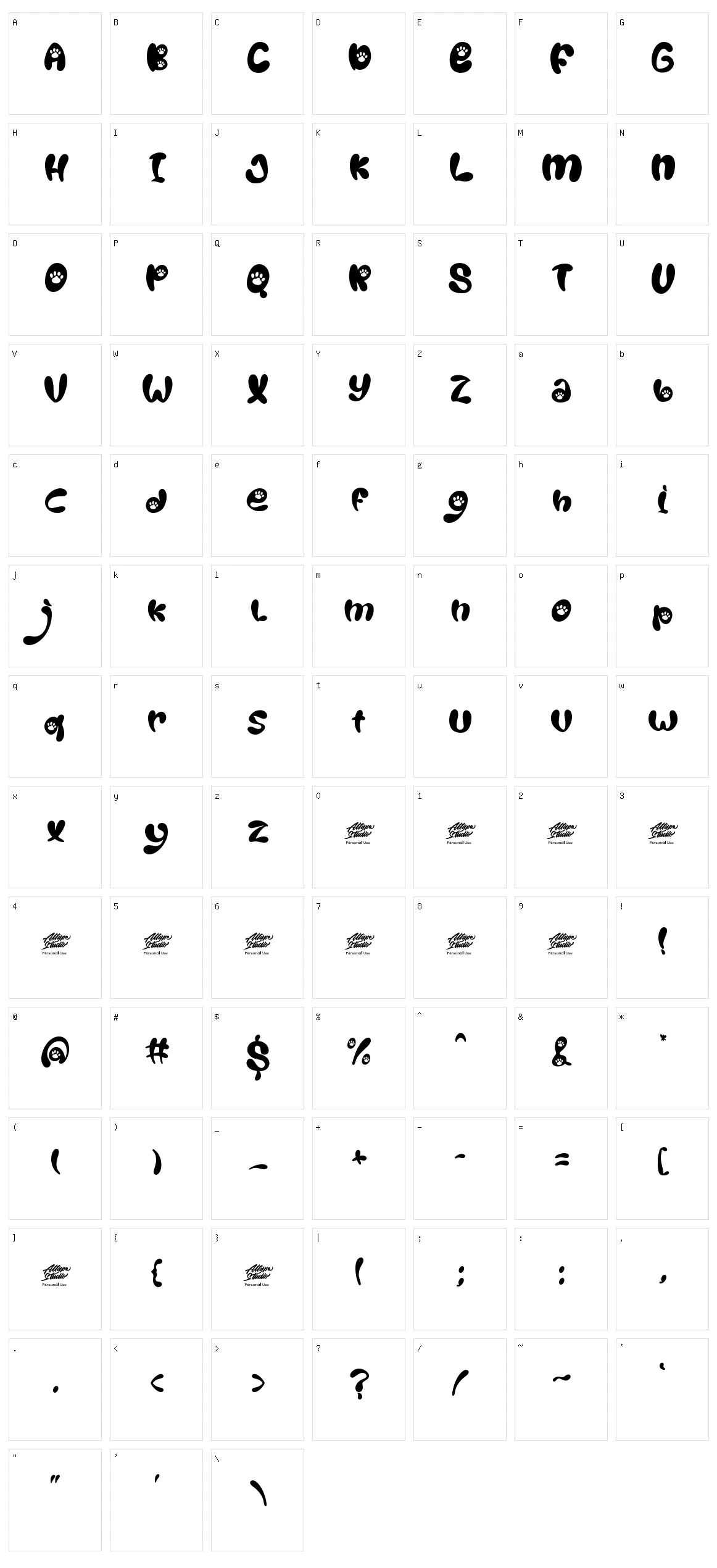 Good Pawoo Display Character Set