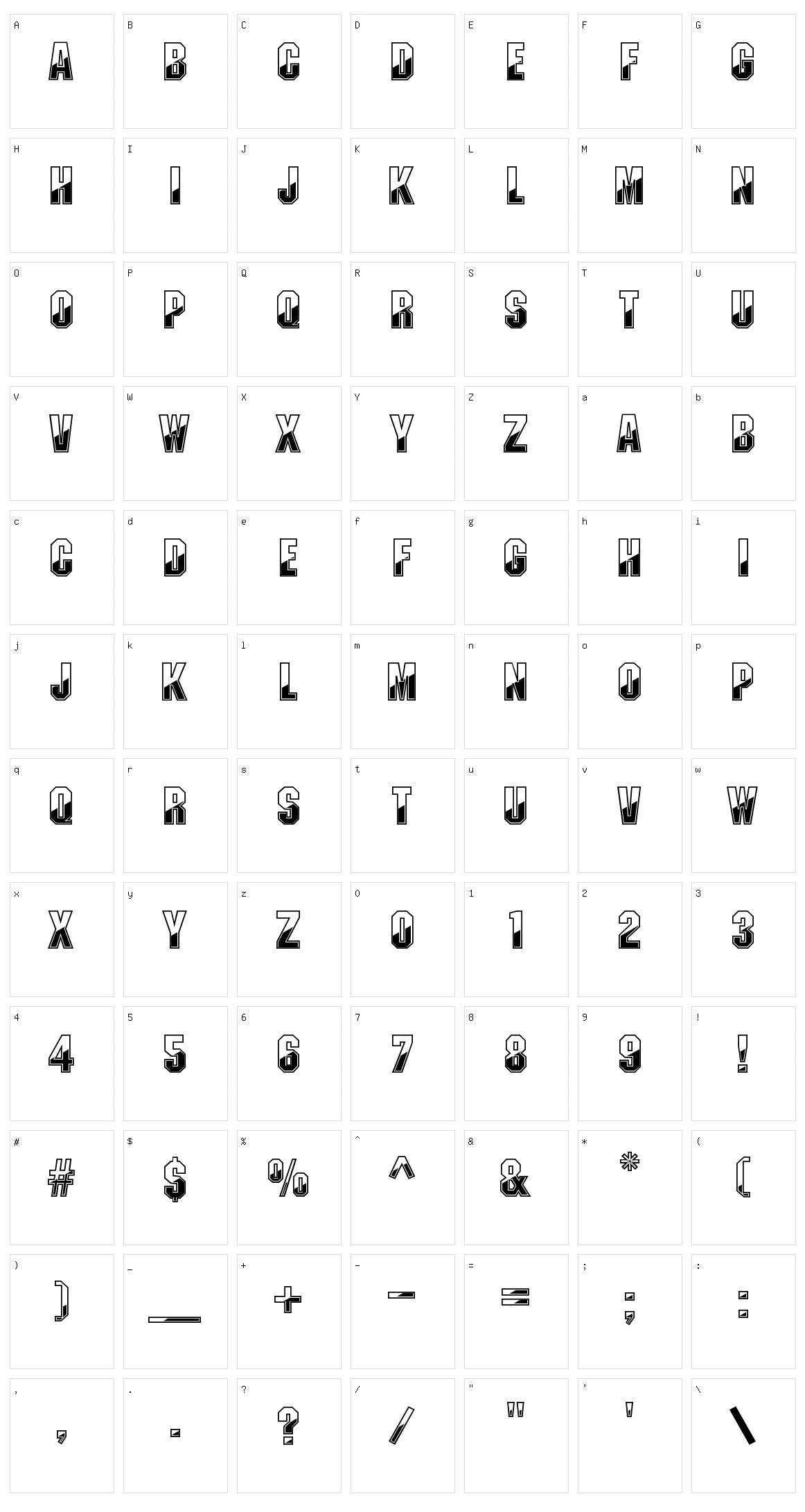 Gun Metal Character Set